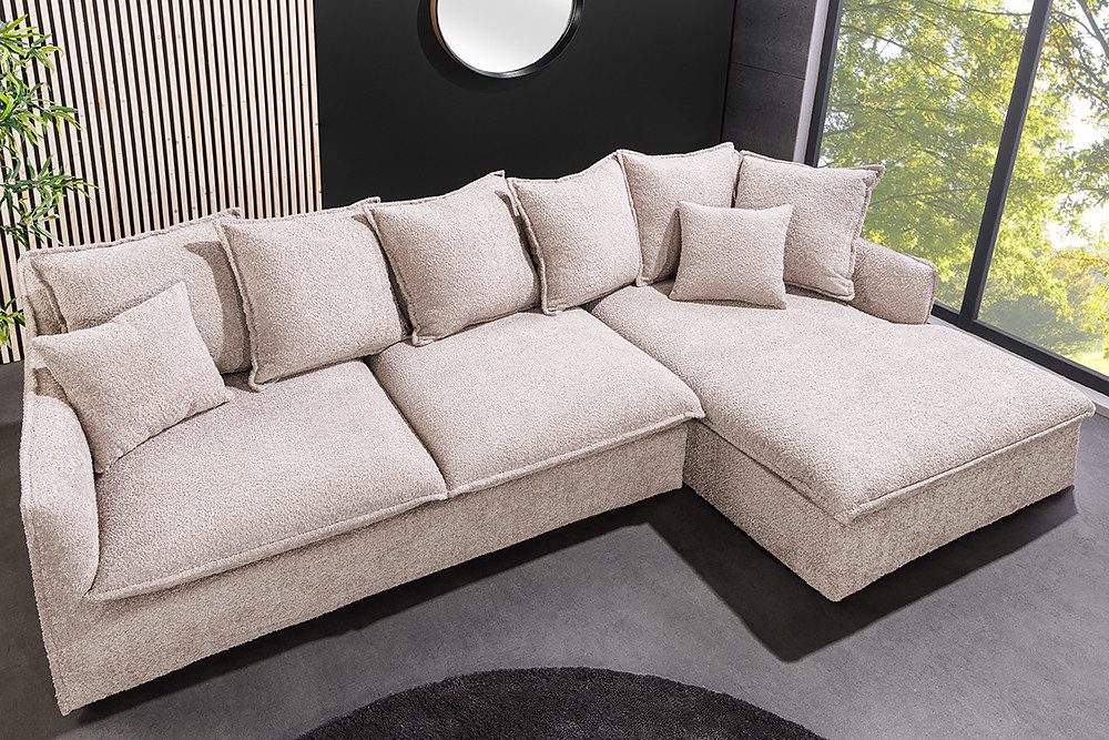 riess-ambiente Ecksofa HEAVEN 255cm champagner beige, Einzelartikel 1 Teile, Couch · L-Form rechts · Wohnzimmer · Bouclé · Federkern · Landhaus