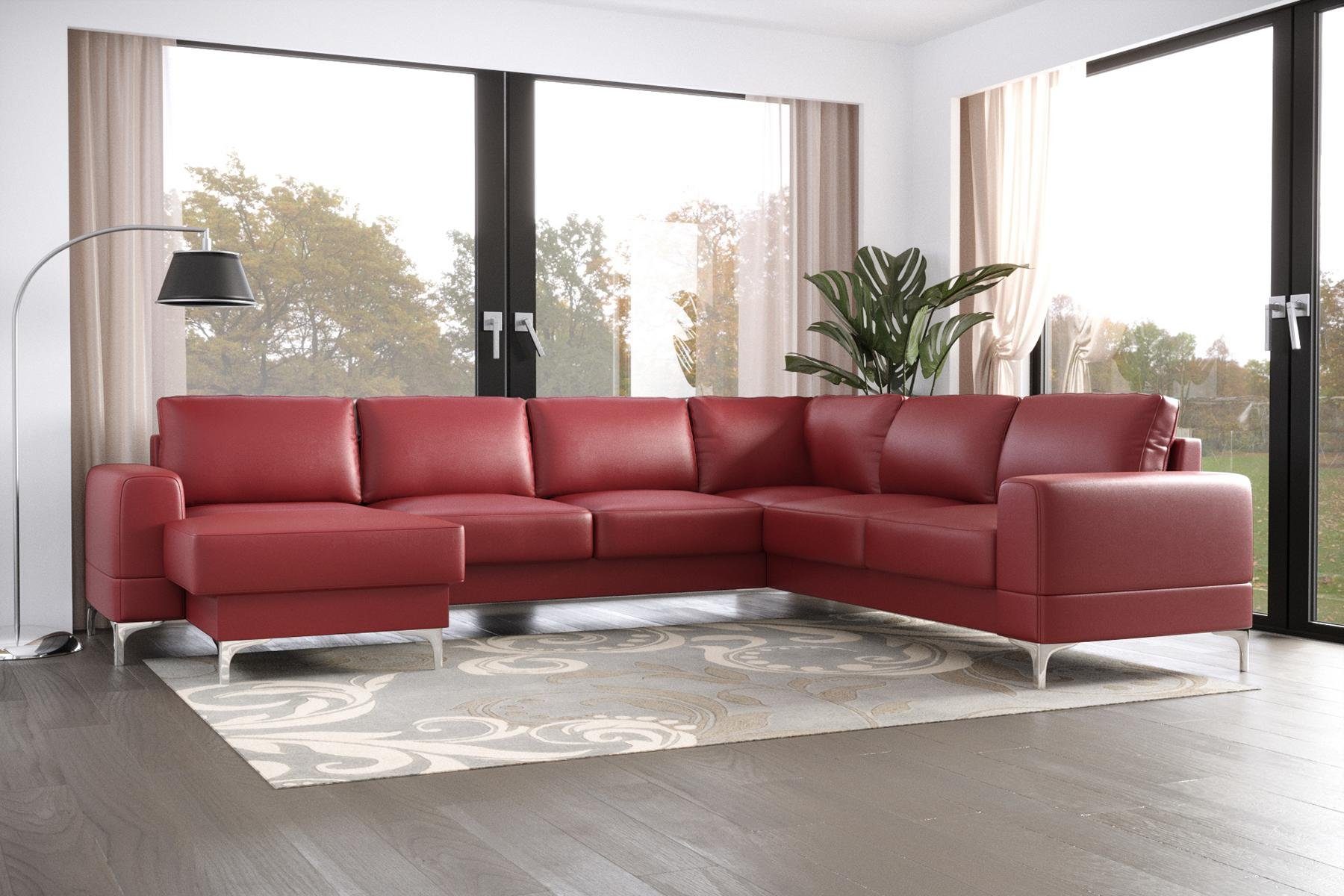 JVmoebel Ecksofa, Design Modern Ecksofa U-Form Sofa Wohnlandschaft Neu Polster Sofa Rot