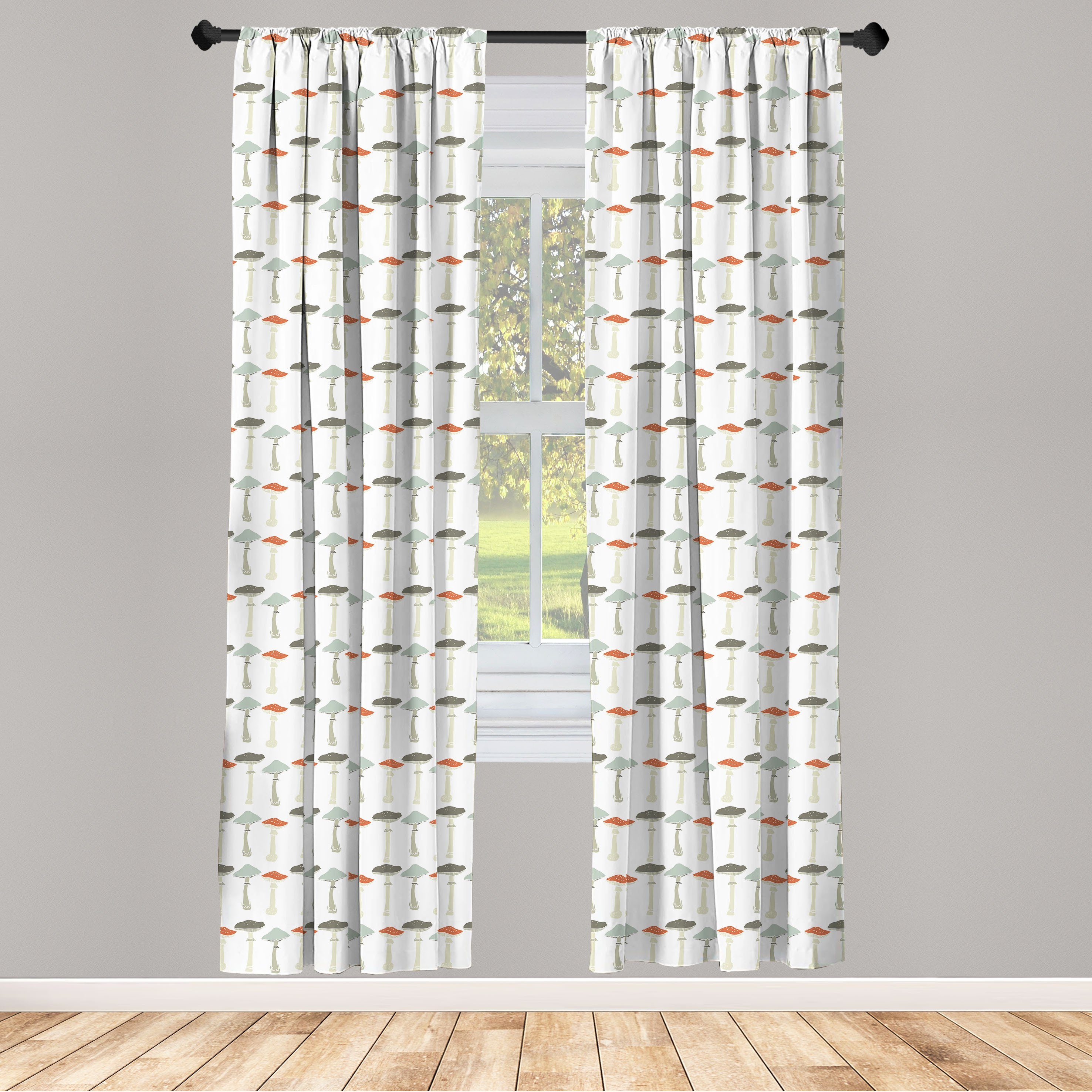 Gardine Vorhang für Wohnzimmer Schlafzimmer Dekor, Abakuhaus, Microfaser, Pilz Retro Bio-Lebensmittel