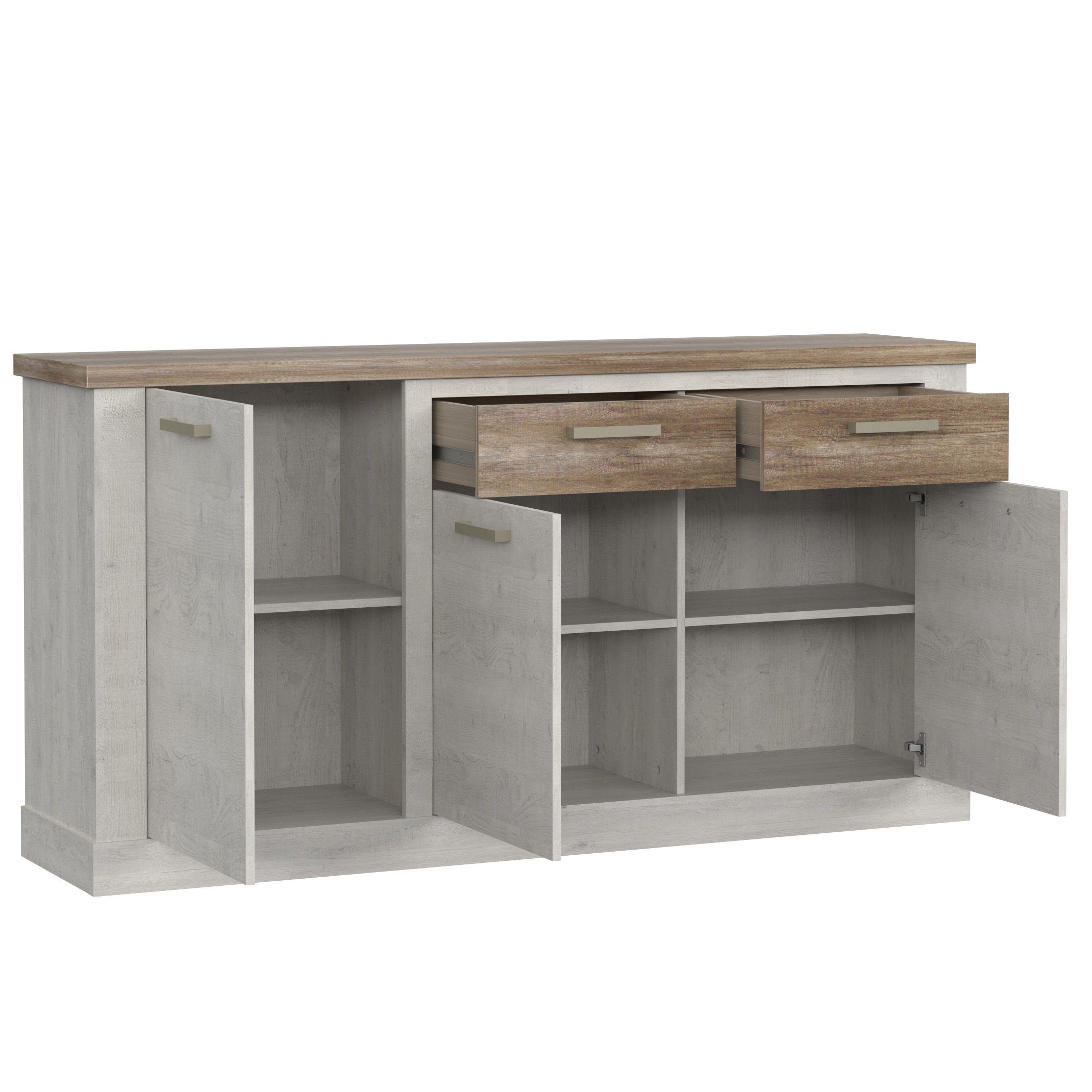 Newroom Sideboard Coby, Sideboard Pinie Weiß Modern Kommode Highboard Wohnzimmer