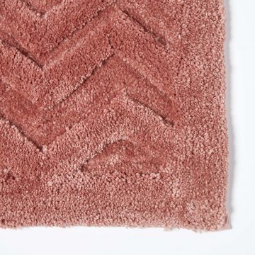Badematte Rutschfeste Hochflor-Badematte mit Chevron-Muster, rosa Homescapes, Höhe 30 mm