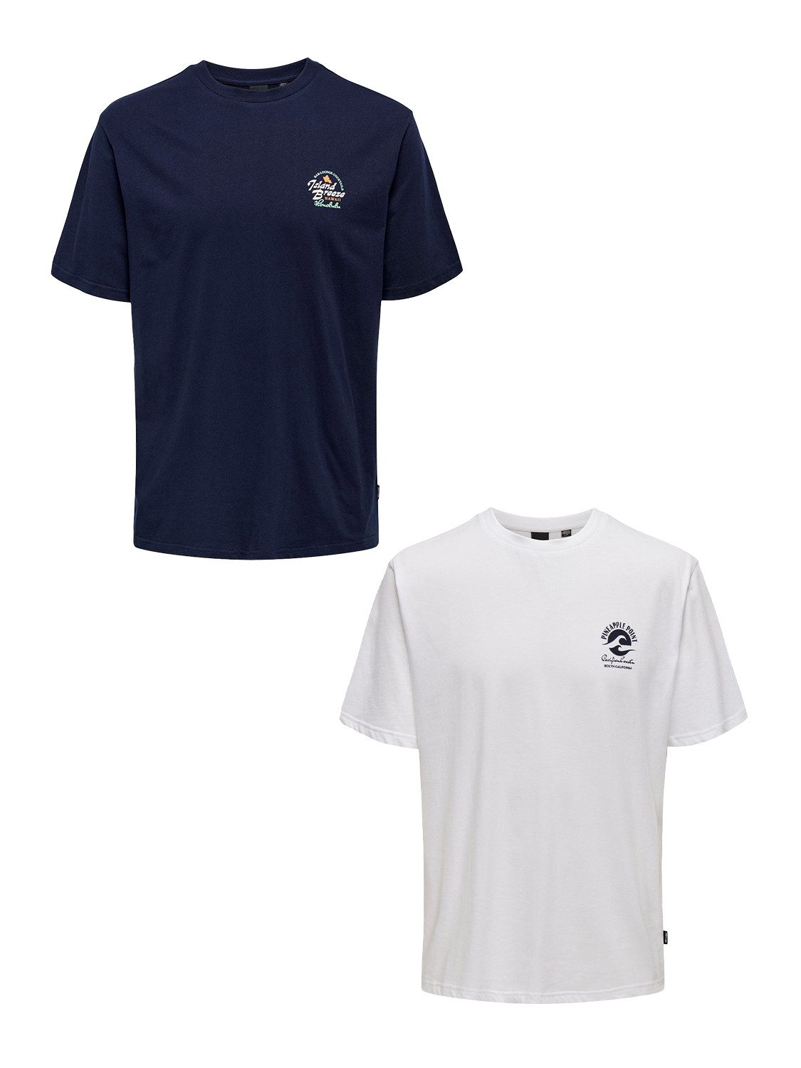ONLY & SONS T-Shirt 2er-Set Kurzarm Rundhals Basic Baumwolle (2-tlg) ONSMAR günstig online kaufen