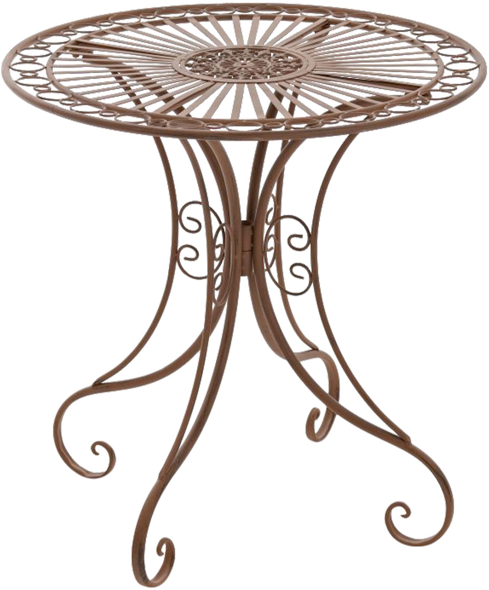 furnicato Gartentisch Hari 70 cm Durchmesser Braun (1-St), Handgefertigter Outdoor-Tisch mit Patina für deinen Balkon