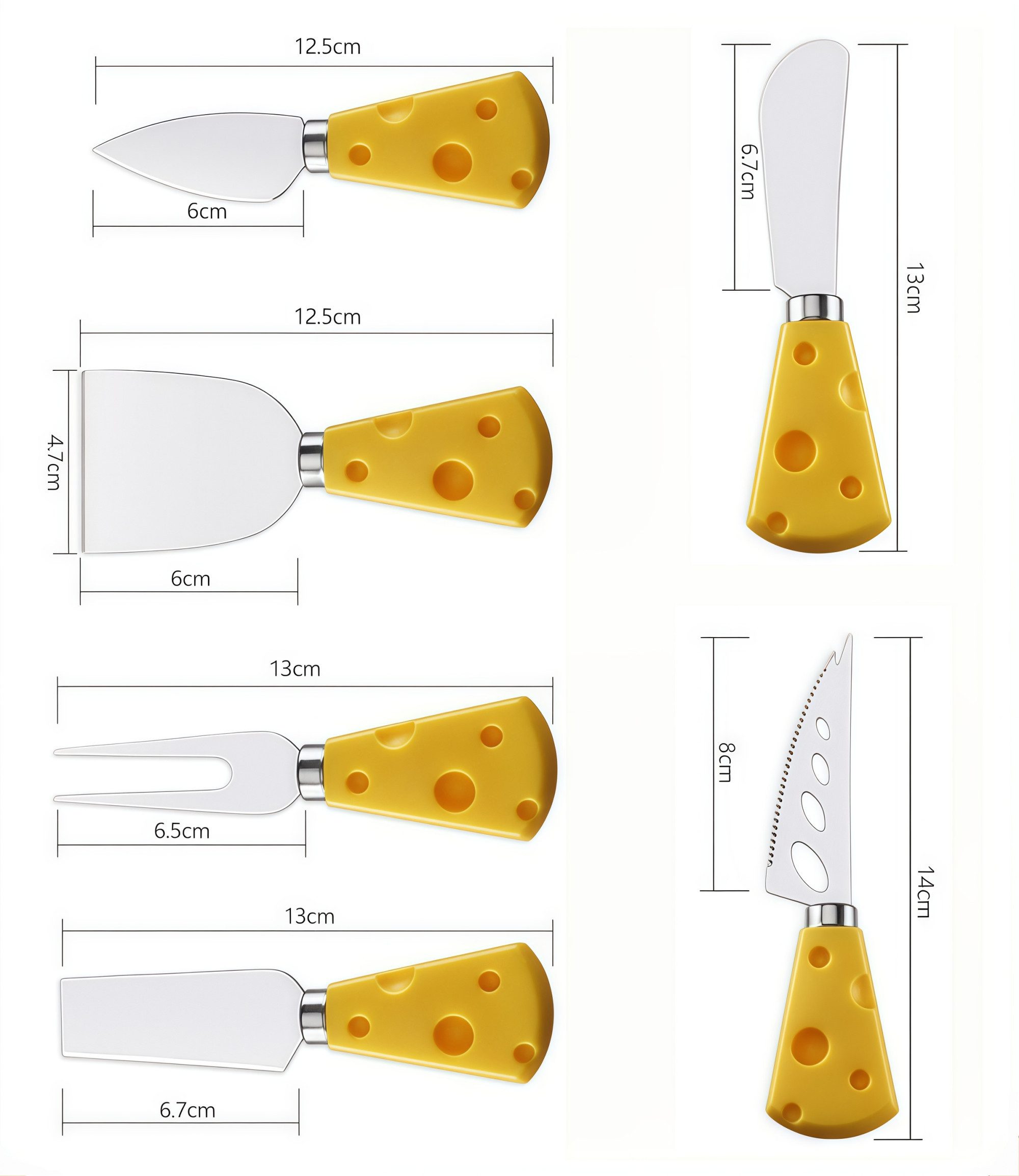 FOUORTUNATE-BEE Käsemesser 4er Set Käsewerkzeug aus Edelstahl mit Käsegriff, Käsemesser Set für Butter, Käse und Desserts