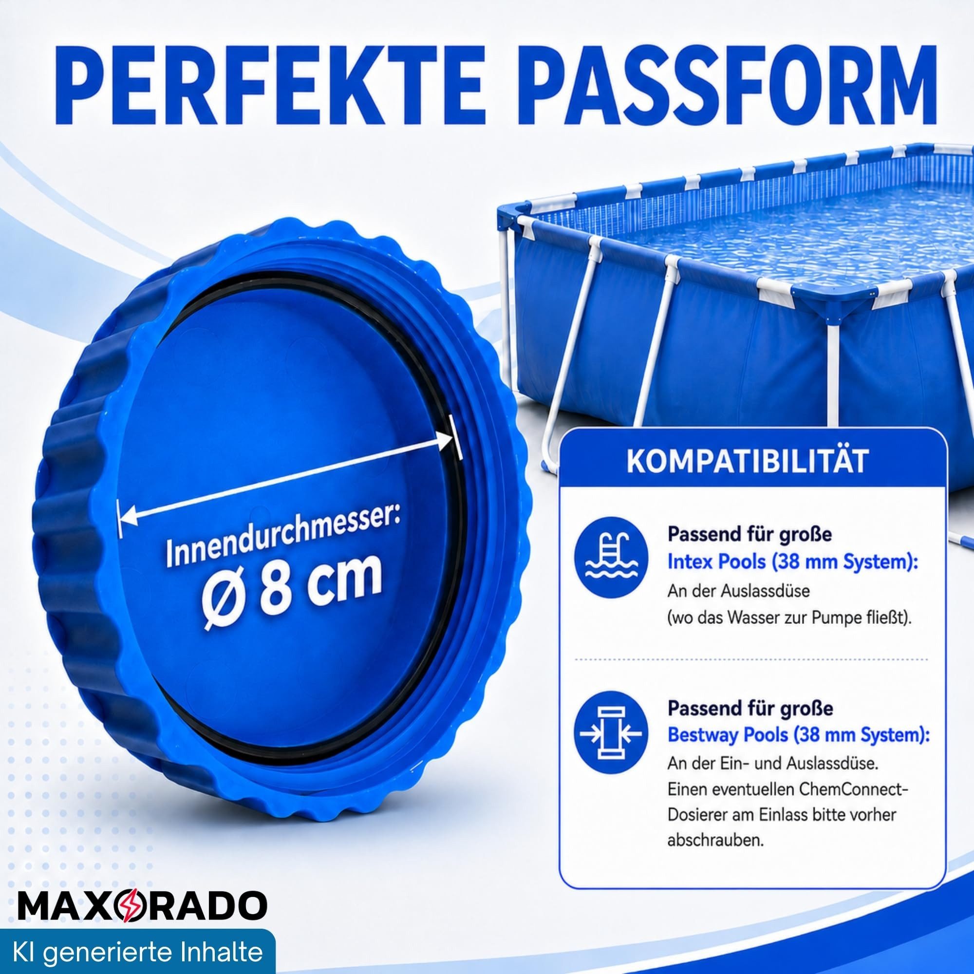 Maxorado Poolschlauch 2 Winterverschluss passend für Intex Bestway Pool Pools Winter Kappe – Bild 3 von 5