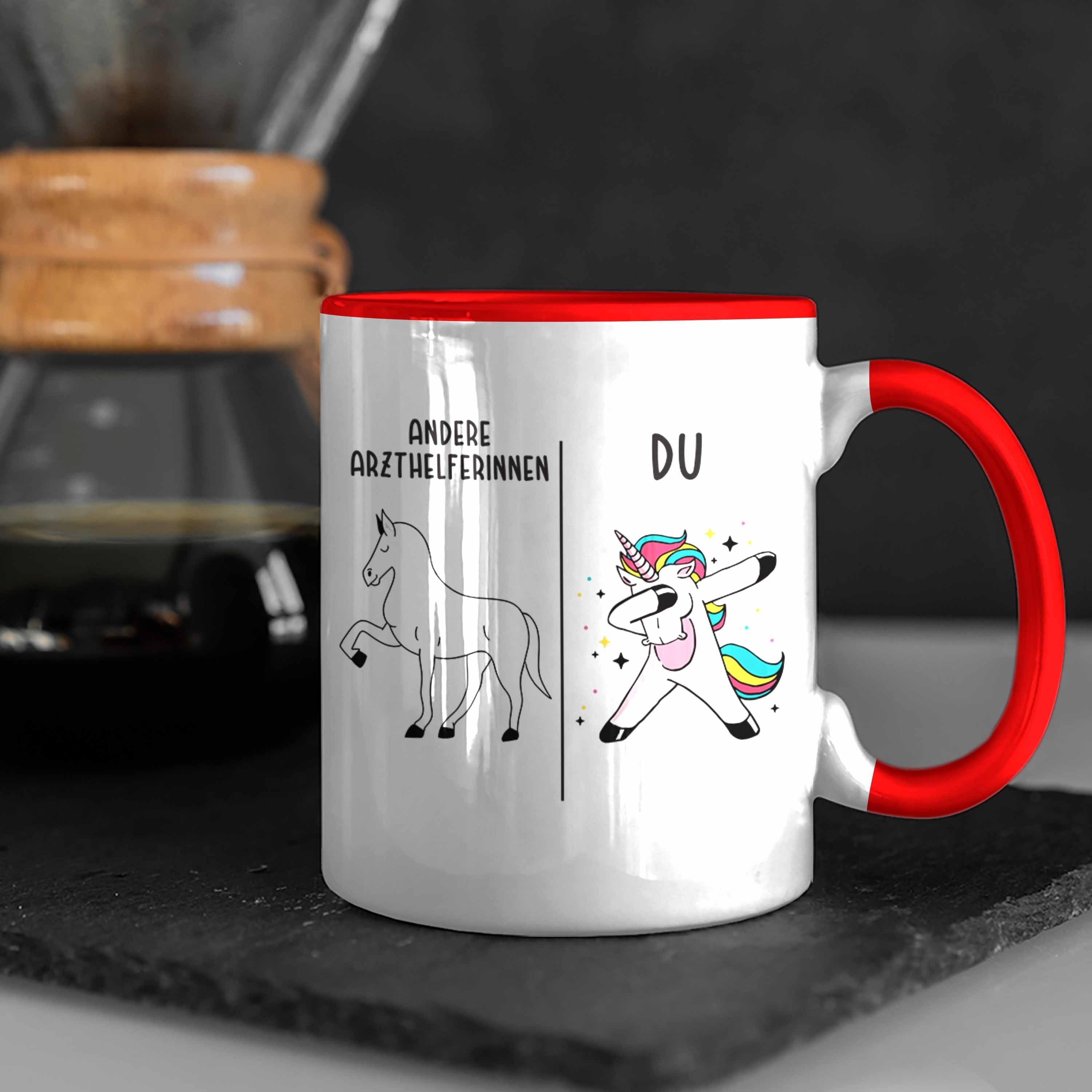 Trendation Tasse Arzthelferinnnen Trendation mit Dankeschön Geschenk - Tasse Arzthelferin Rot Danke Spruch Geschenkidee für