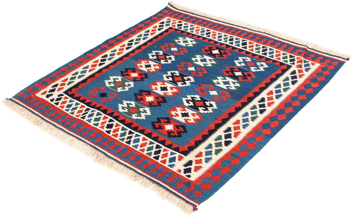 Wollteppich Kelim - Oriental quadratisch - 100 x 98 cm - dunkelblau, morgenland, quadratisch, Höhe: 6 mm, Wohnzimmer, Einzelstück