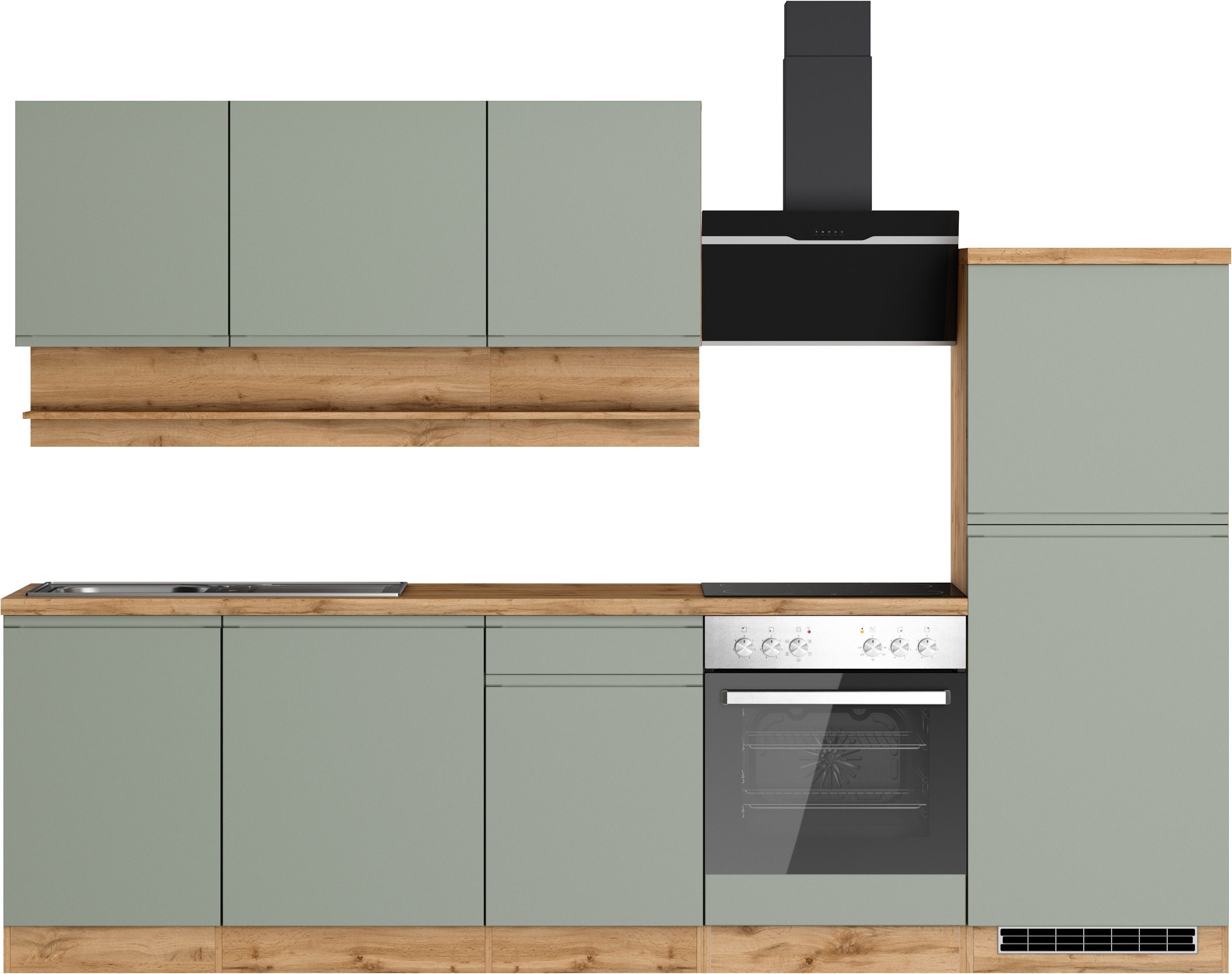 KOCHSTATION Küchenzeile KS-Virginia,neu in verbesserter Ausführung, Breite 280 cm, Soft-Close, wahlweise mit E-Geräten