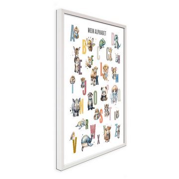 artissimo Bild mit Rahmen Kinder-Bild gerahmt 41x51cm / Poster / Baby / Kinderzimmer / ABC Tiere, Lern-Poster gerahmt: Mein Alphabet