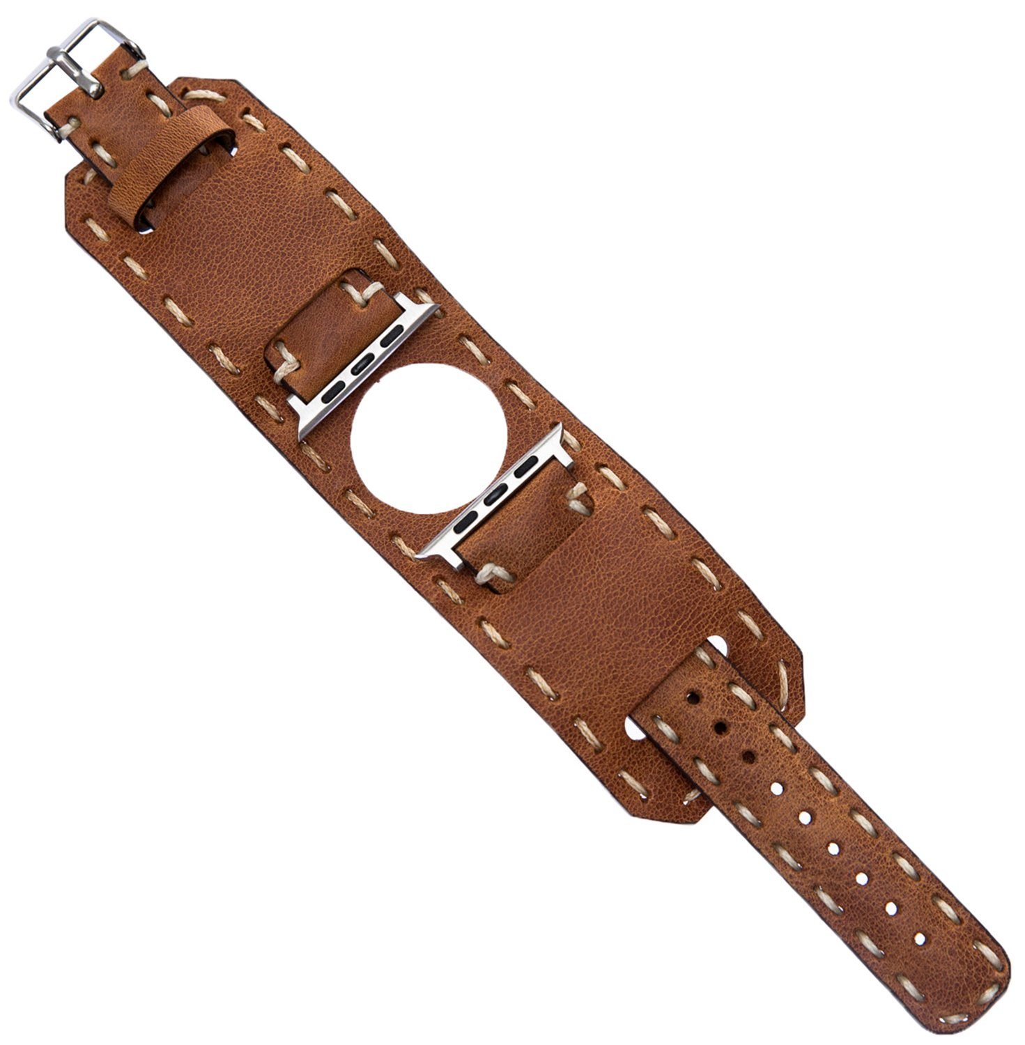 Burkley Smartwatch-Armband Vintage in Cuff für Watch Series 42/44/45mm mit 1-8 Apple Armband, Leder kompatibel Watch Apple