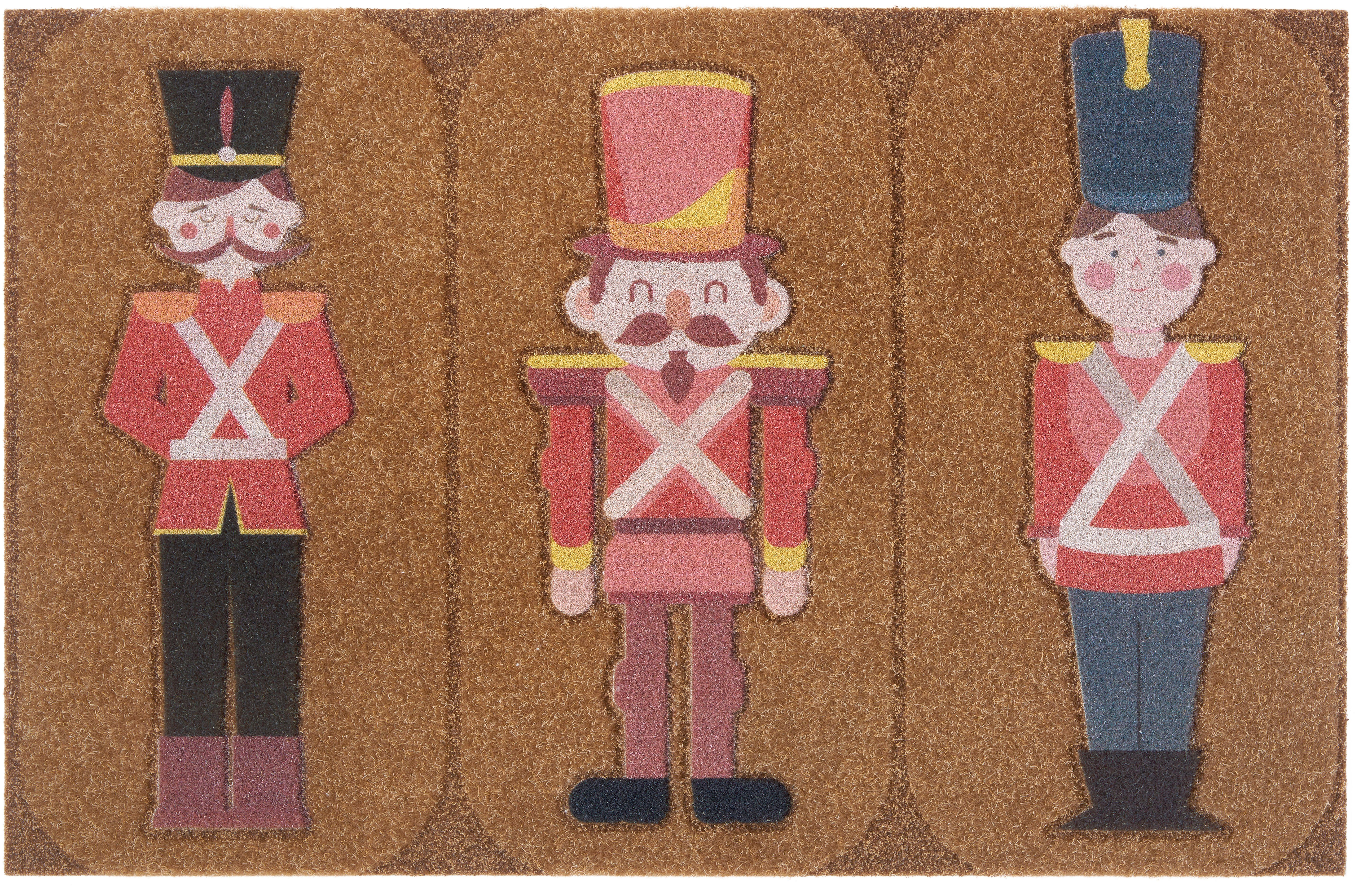 Fußmatte Spielfiguren, my home, rechteckig, Höhe: 10 mm, Uniform, Kokos-Look, Robust, Pflegeleicht, Rutschfest, Weihnachten | Flachgewebe-Teppiche
