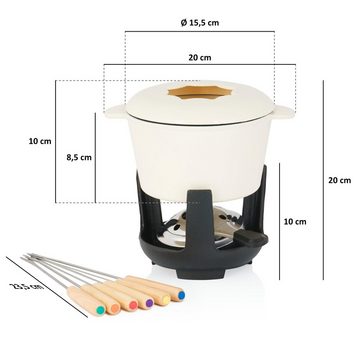 BBQ-Toro Fondue 13-teiliges Gusseisen Fondue Set für 6 Personen, 1 L, emailliert