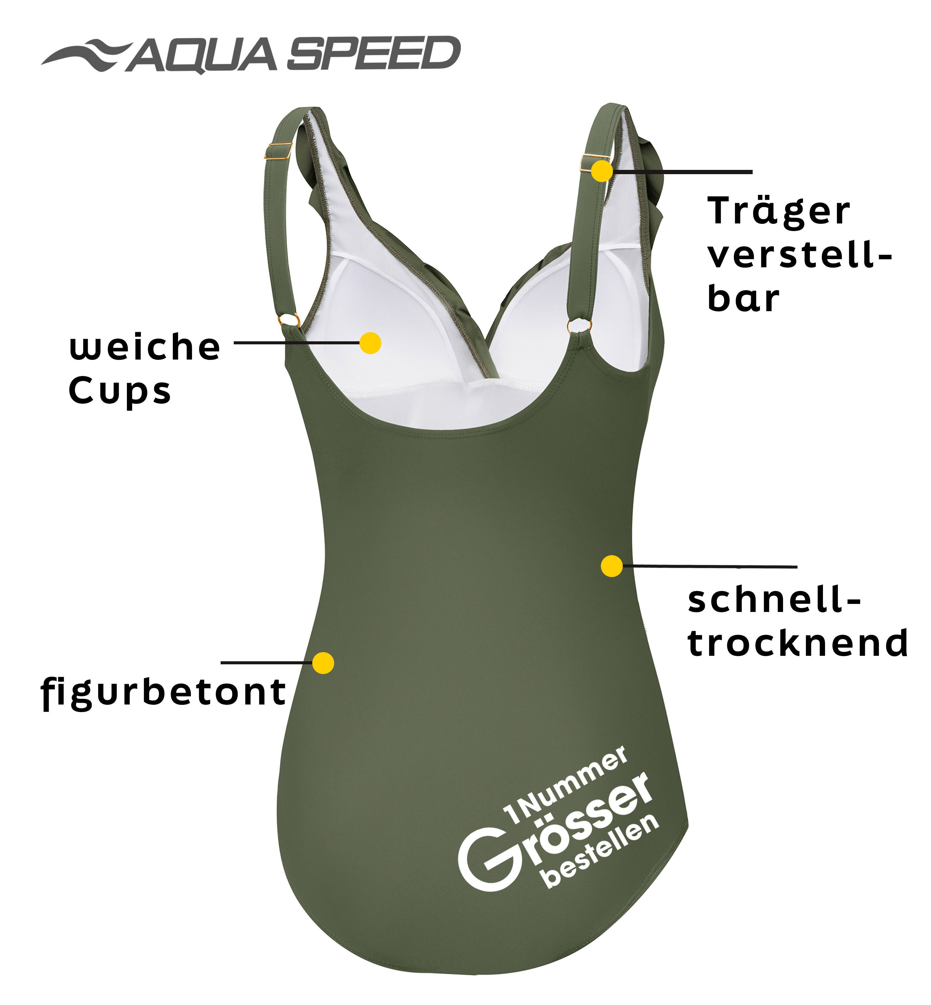 Aqua Speed Badeanzug Figur schmeichelnder Lydia Badeanzug mit kl. Handtuch (elegante Farben und jugendliches Design)