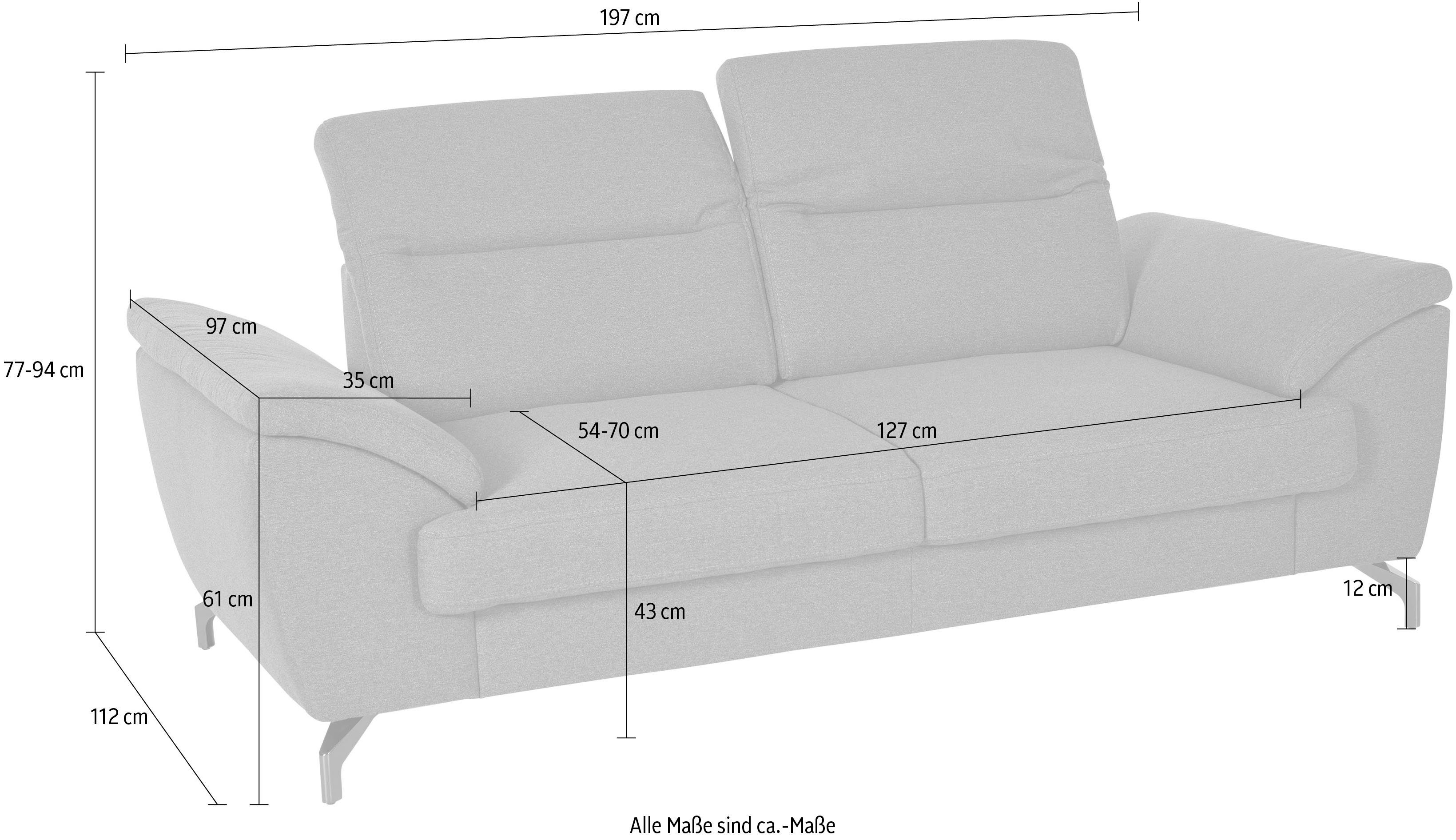 sit&more 2-Sitzer, 12 cm Fußhöhe, inklusive Sitztiefenverstellung, wahlweise Kopfteilverstellung, wahlweise in 2 unterschiedlichen Fußfarben-Otto