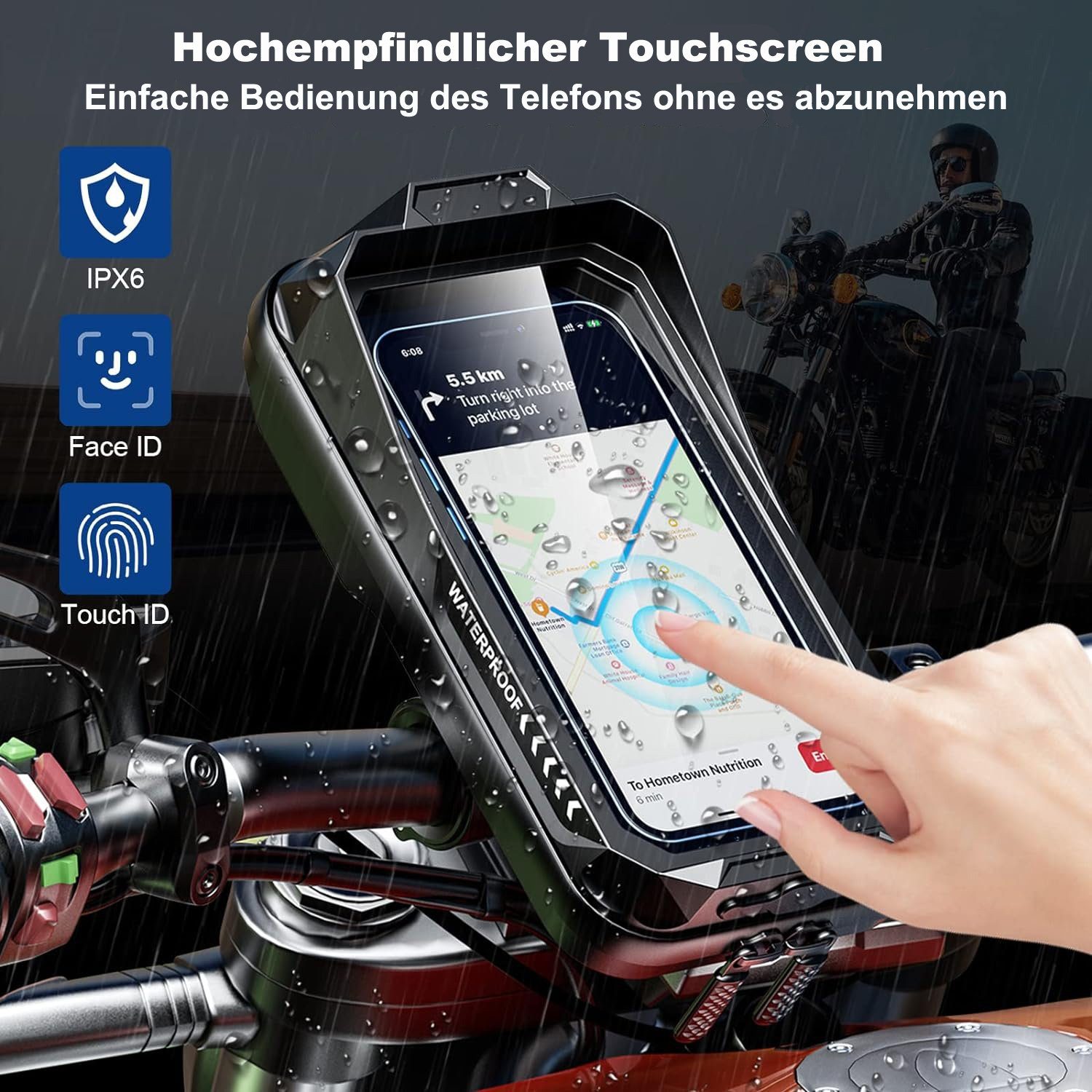 NUODWELL Handy-Lenkertasche Handyhalterung für Fahrrad Motorrad