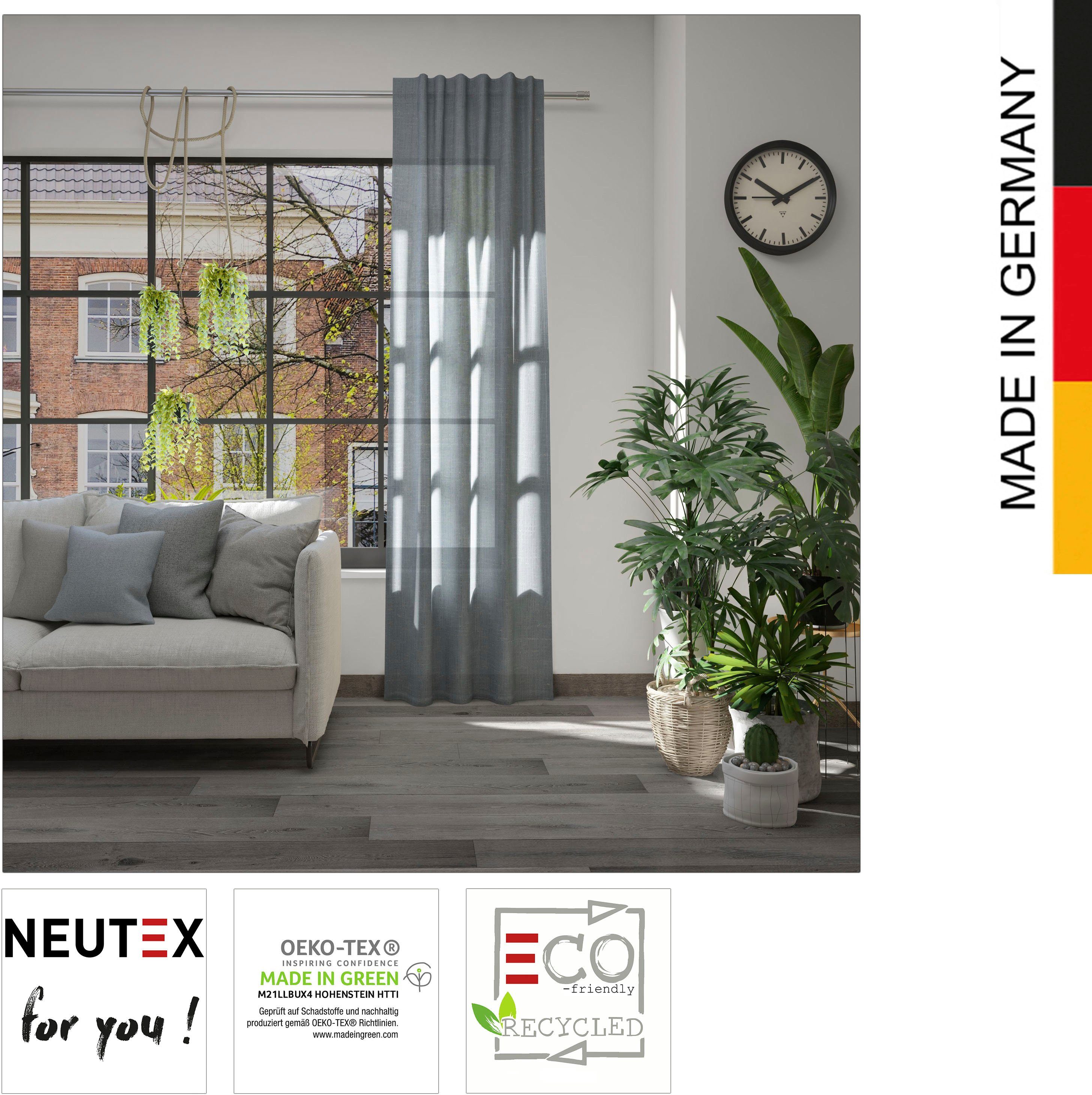 St), (1 Eco, halbtransparent, for Neutex you!, Leon nachhaltig blau Multifunktionsband Vorhang