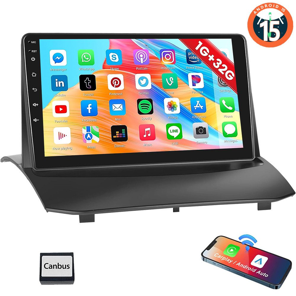 ESSGOO DAB+ Android 15 Autoradio GPS Navi WIFI Für Ford Fiesta MK6 2009-2017 Autoradio (DAB+ (optional), 4+64GB(optional), AM, FM, Apple Carplay & Android Auto,Bluetooth EQ USB Touchscreen SWC)