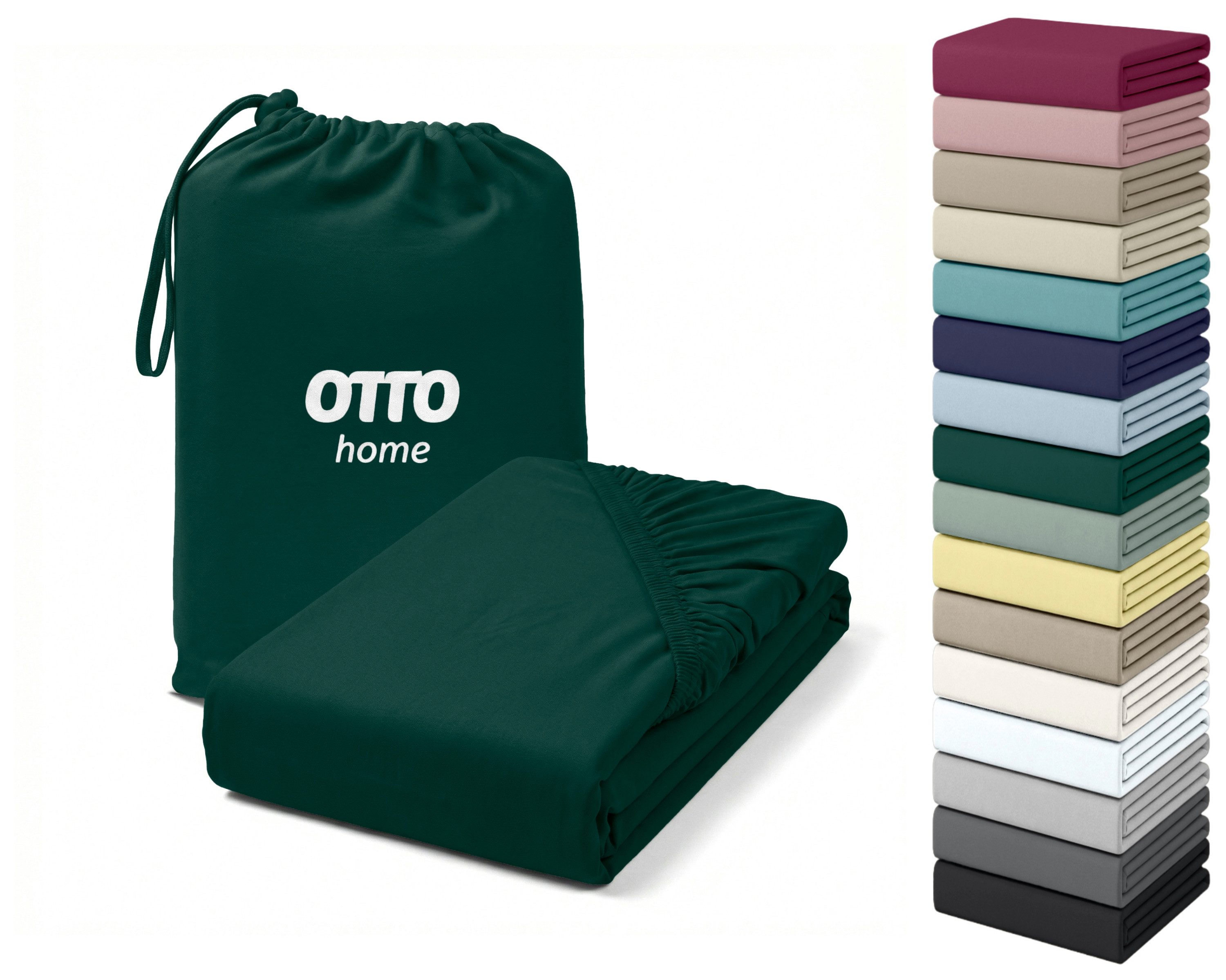 OTTO home Spannbettlaken Cremona, Basic & Premium Qualität mit Elasthan, Jersey (180 g/m), Gummizug: rundum, (1 Stück), Bettlaken für Matratzen von 20-25 cm Höhe, 96% Baumwolle & 4% Elasthan