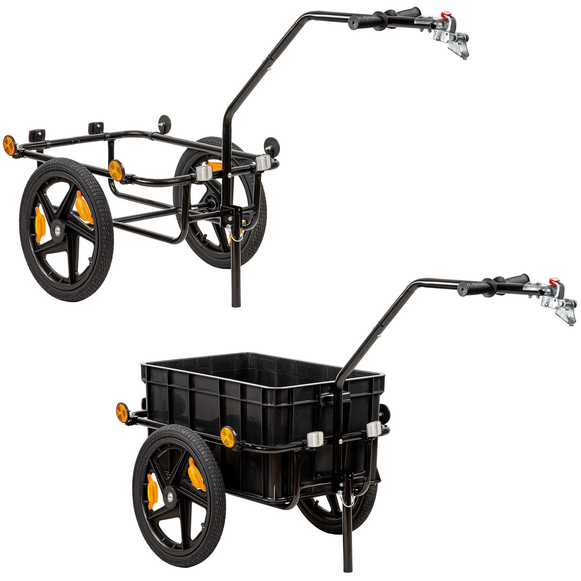 Zelsius bicycle cargo trailer with cover, black, transport cart, cargo trailer, reflective logo on the hood