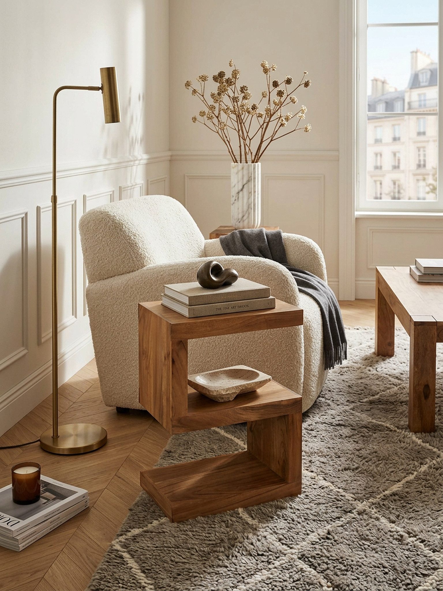 KADIMA DESIGN Beistelltisch Beistelltisch MUMBAI Massivholz Akazie S Cube 60 cm hoch, Wohnzimmer-Tisch Design braun Landhaus-Stil Couchtisch