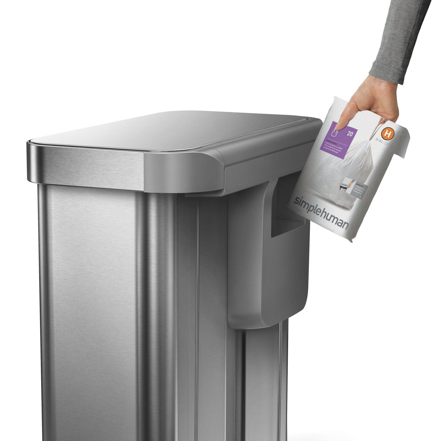 simplehuman Mülleimer Rechteckiger Treteimer Doppelfach 58 Liter