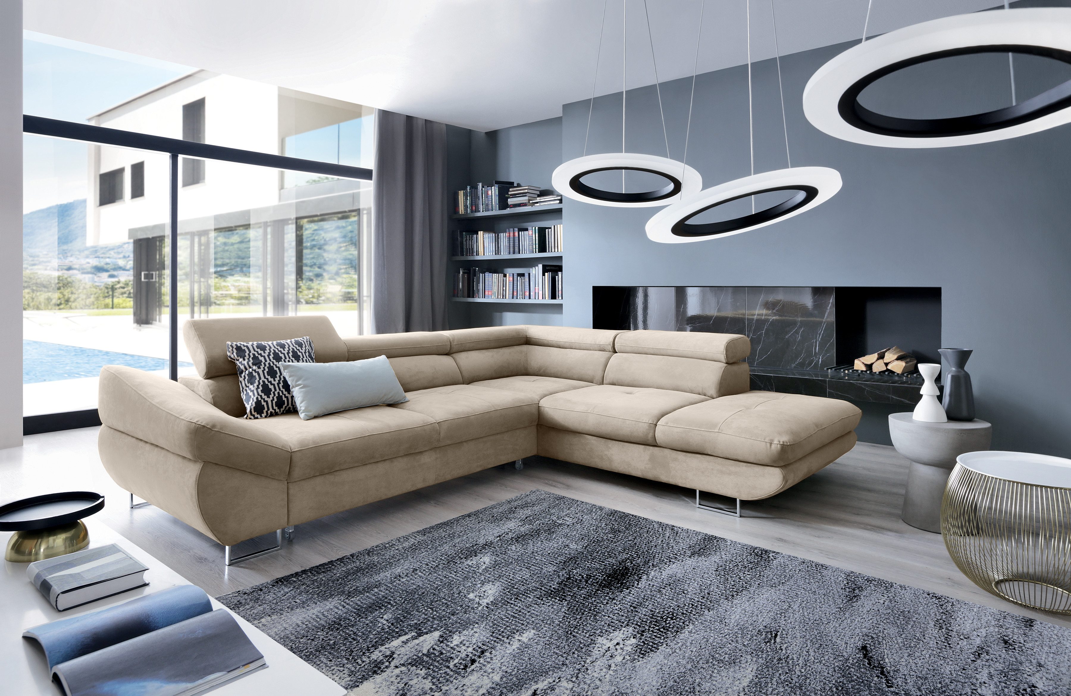 Kaiser Möbel Ecksofa mit schlaffunktion und bettkasten FABIO stoff Esperta