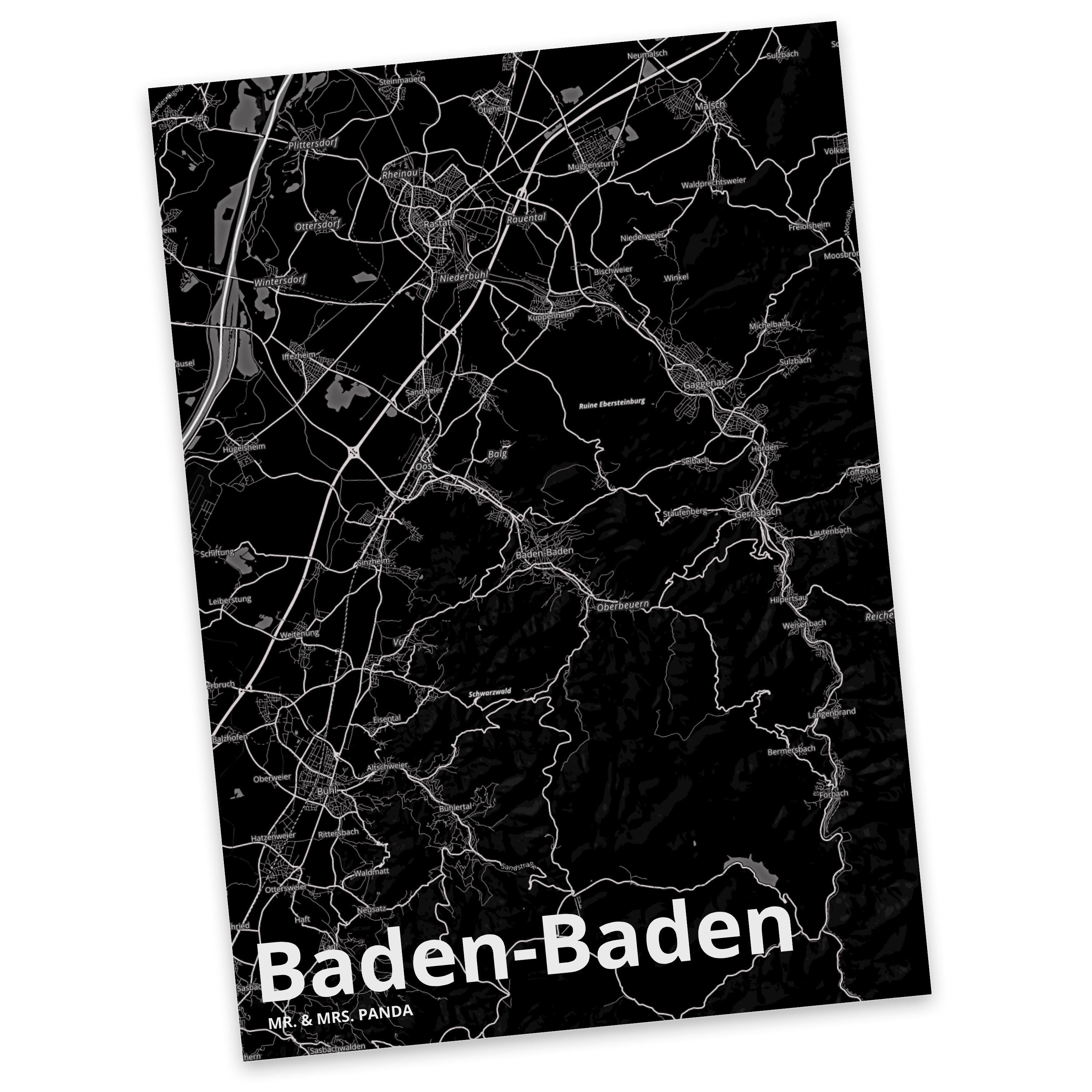 Mr. & Mrs. Panda Postkarte Baden-Baden - Geschenk, Städte, Stadt Dorf Karte Landkarte Map Stadtp