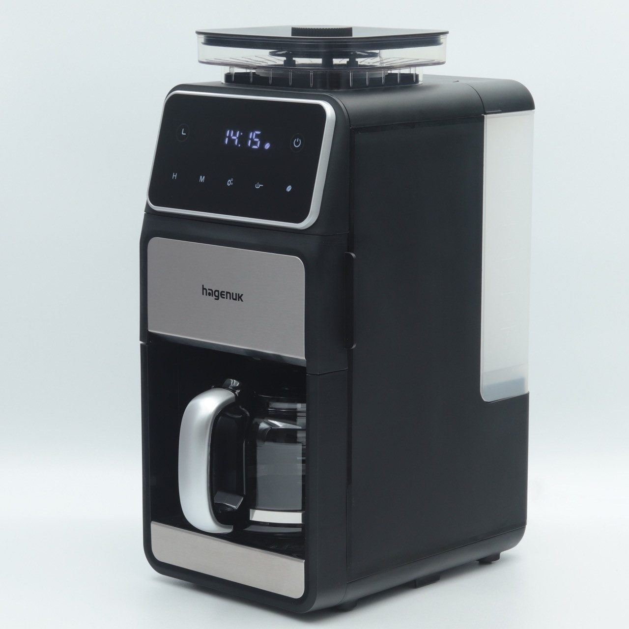 Hagenuk Kaffeemaschine mit Mahlwerk, 1.5l Kaffeekanne, Permanentfilter, abnehmbarer Wassertank