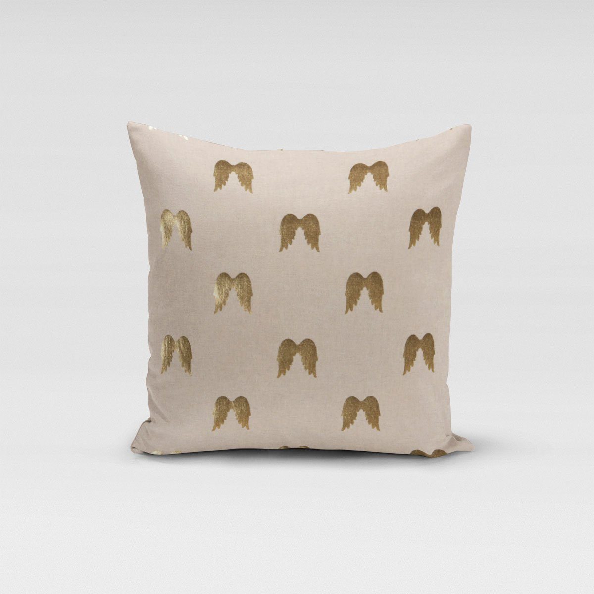 SCHÖNER LEBEN. Dekokissen SCHÖNER LEBEN. Kissenhülle Engelsflügel natur gold metallic