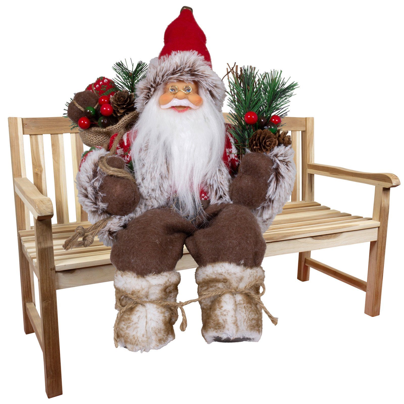 (Dekofigur Kantenhocker sitzend Hinsetzen Christmas 1 zum Paradise Weihnachtsmann 45cm rot-braun, Magnus Weihnachtsdeko), / St., 30cm,