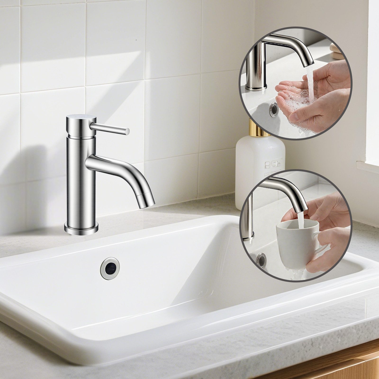 Duschparadies Waschtischarmatur Wasserhahn Bad mit Einhand-Bedienung, Hochd günstig online kaufen