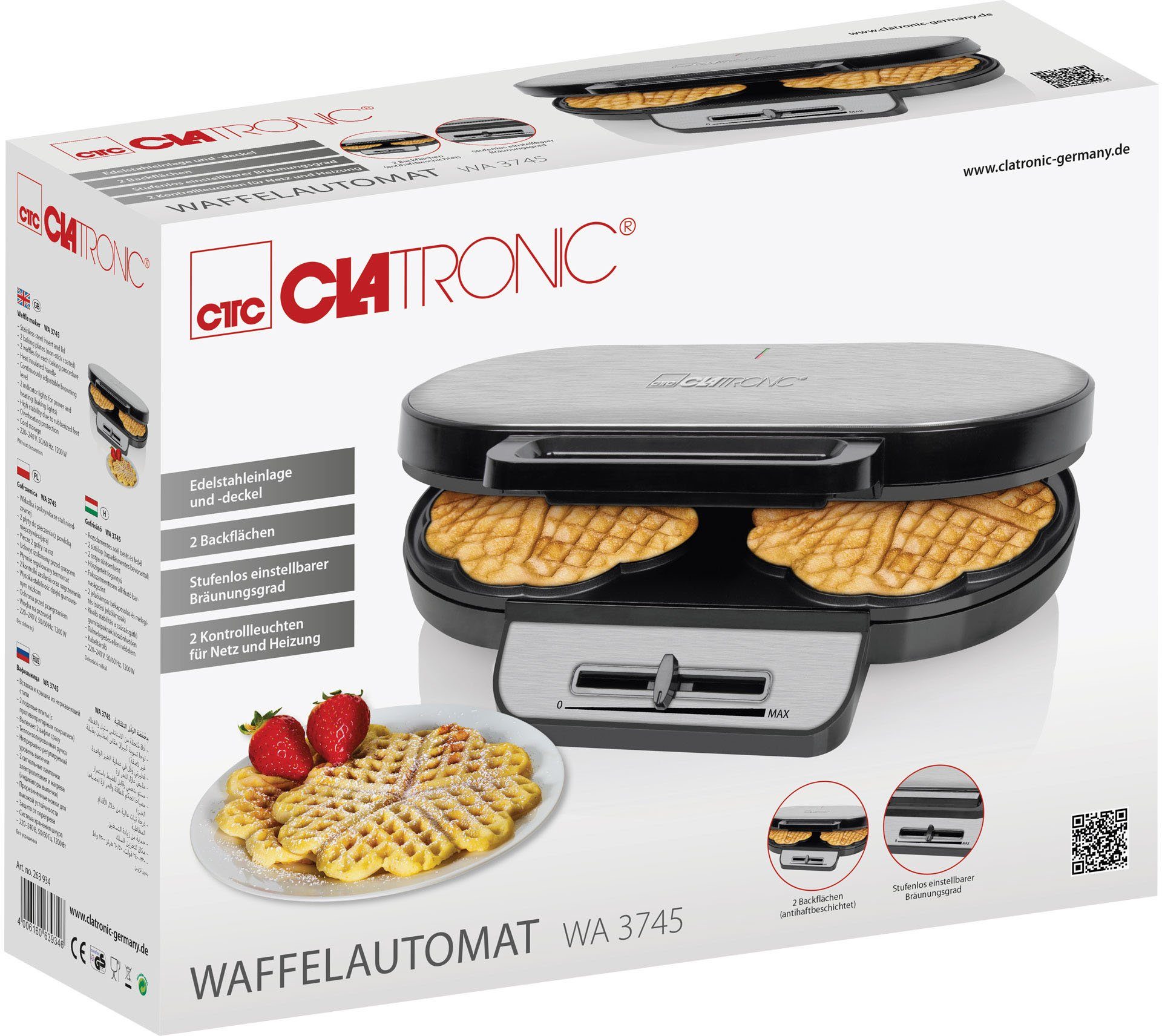 1200 W 3745, Waffeleisen CLATRONIC WA