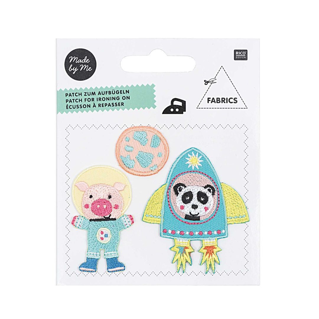 suebidou Aufnäher Patches "Kleine Astronauten" grün 3 teilig