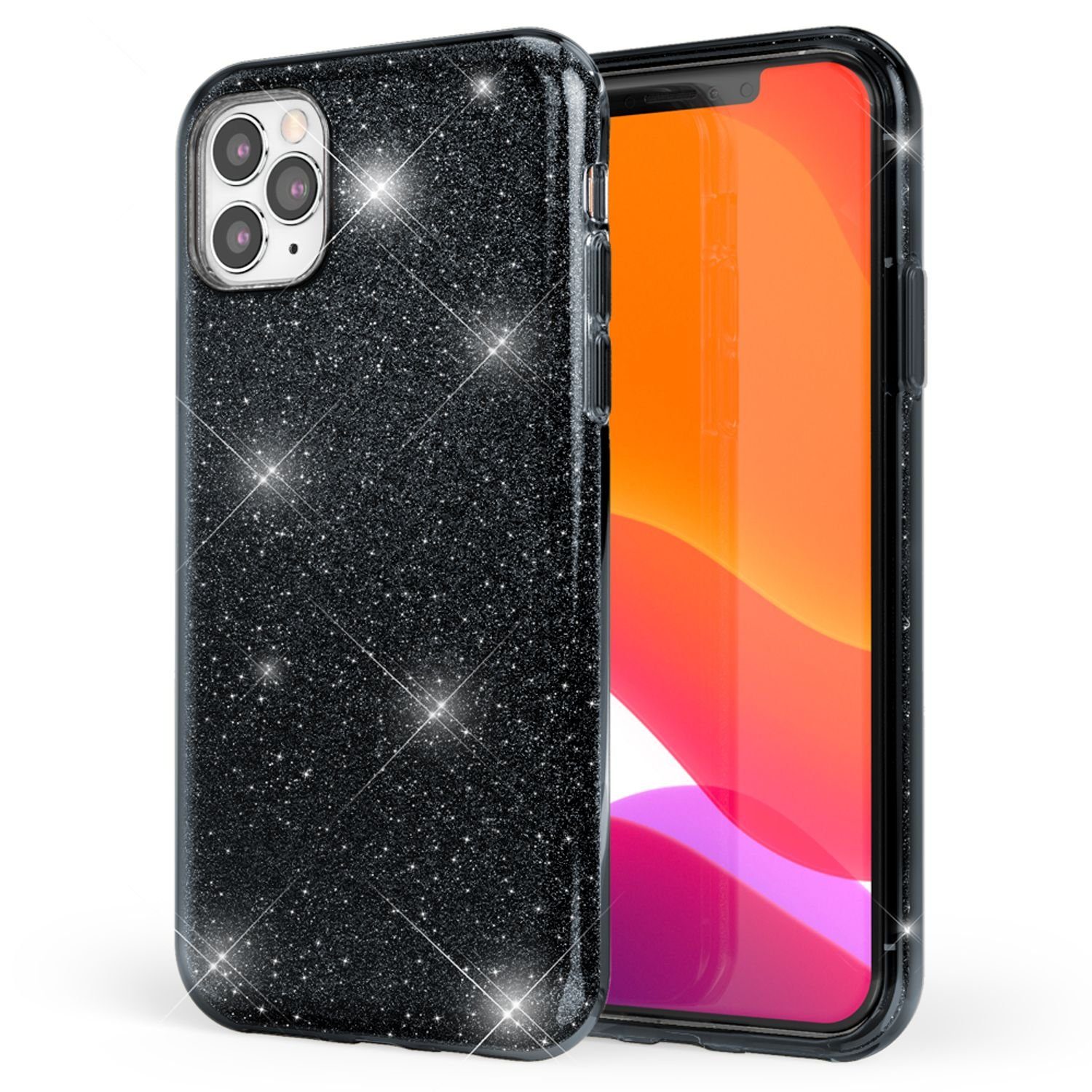 Nalia Smartphone-Hülle Apple iPhone 11 Pro Max 16,5 cm (6,5 Zoll), Glitzer Silikon Hülle / Glänzender Hybrid Schutz / Stoßfest & Robust