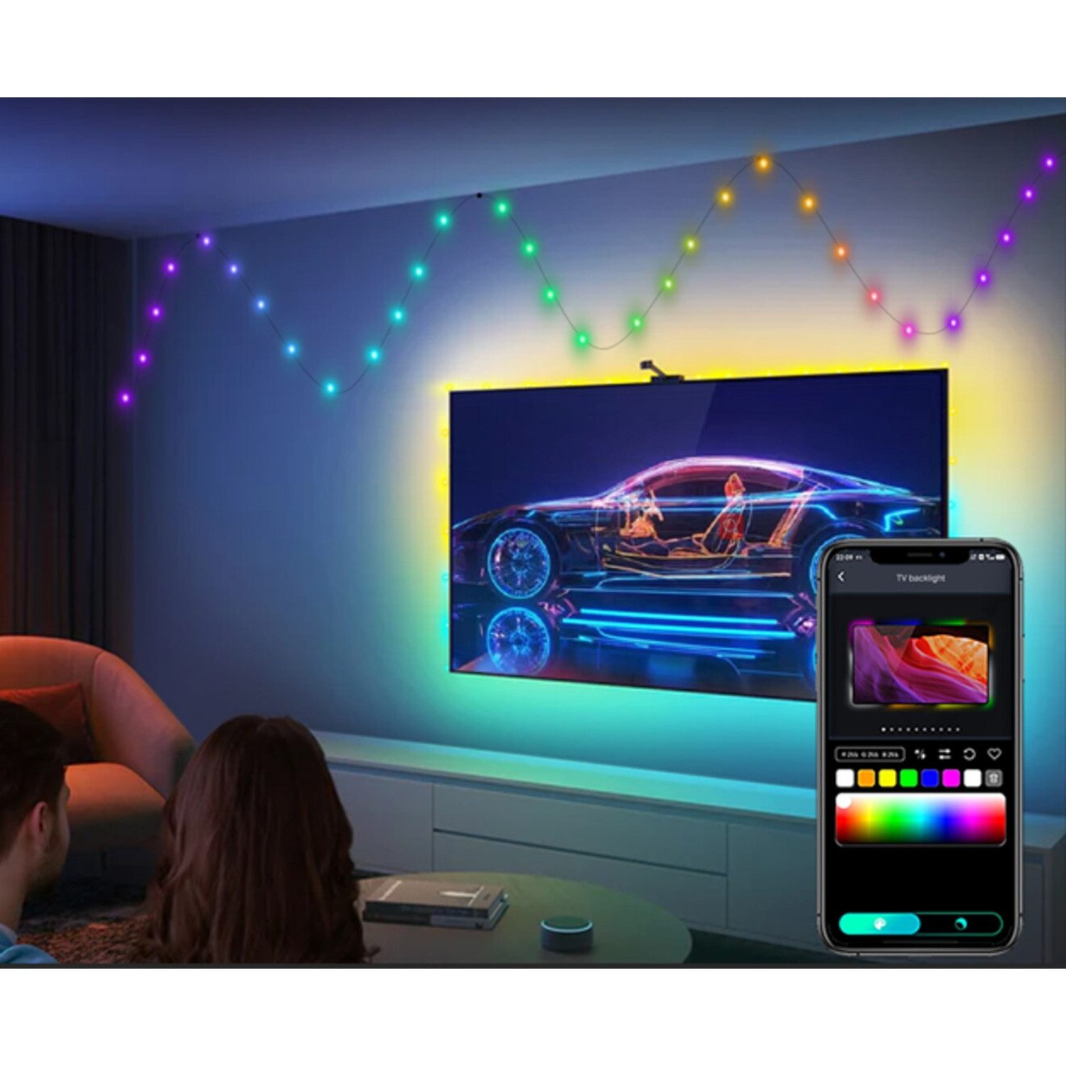 Rabalux LED-Lichterkette, LED-RGB-Lichterkette für den Außenbereich W-Fi