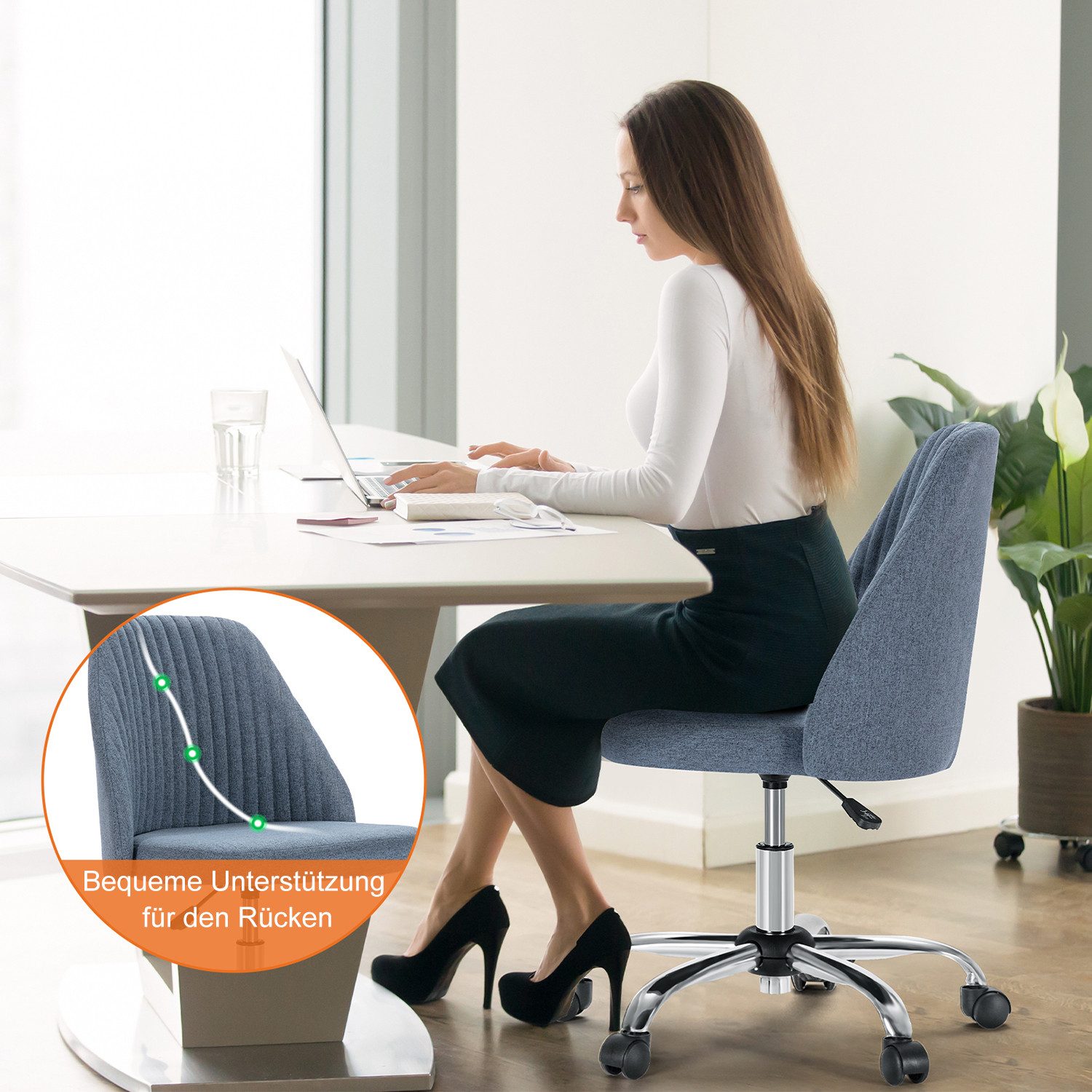 DUMOS Bürostuhl ergonomischer ohne Armlehnen Schreibtischstuhl günstig online kaufen