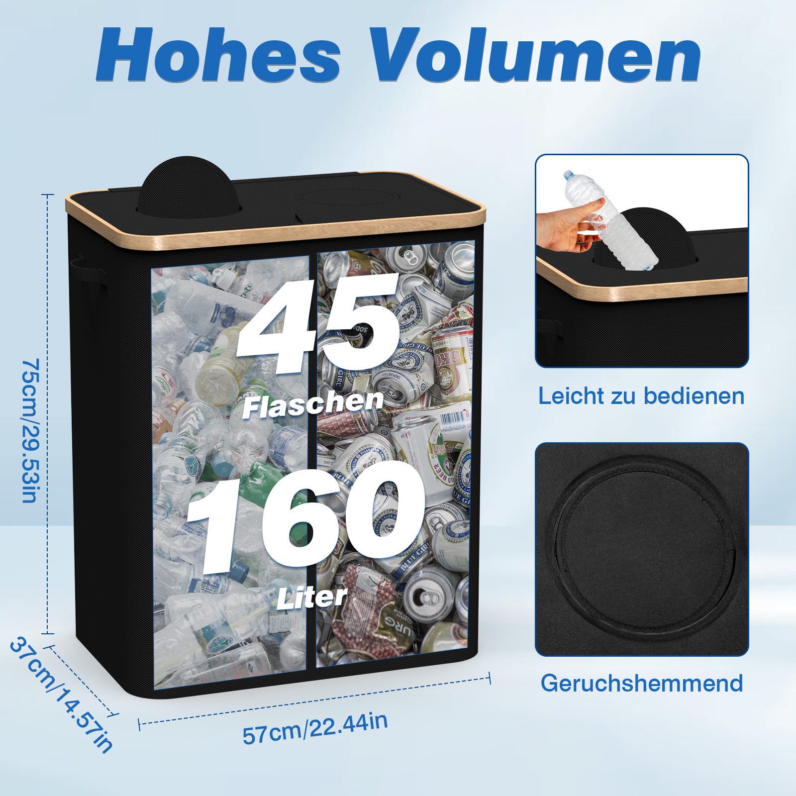 skelo Flaschenkorb Pfandflaschen Sammelbehälter, 160L Fasst 90 Leere Flasch günstig online kaufen