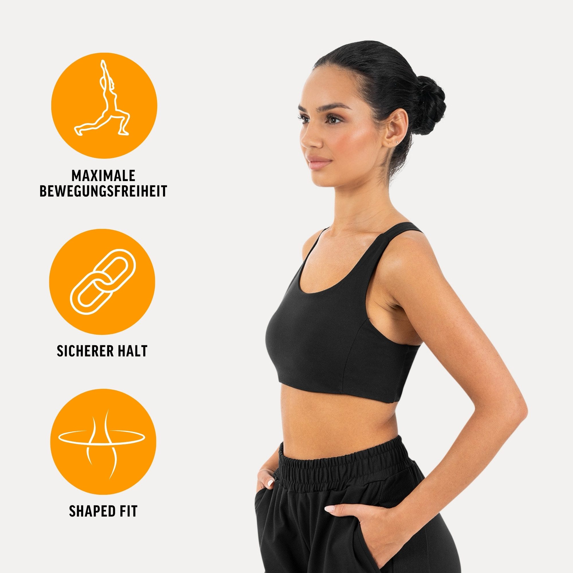 Smilodox Sport-BH Sylva, Top Damen, Bustier, figurbetont mit Cut-Out Rückendetail Shaped Fit, breite Träger, Rundhalsausschnitt, Gym & Training