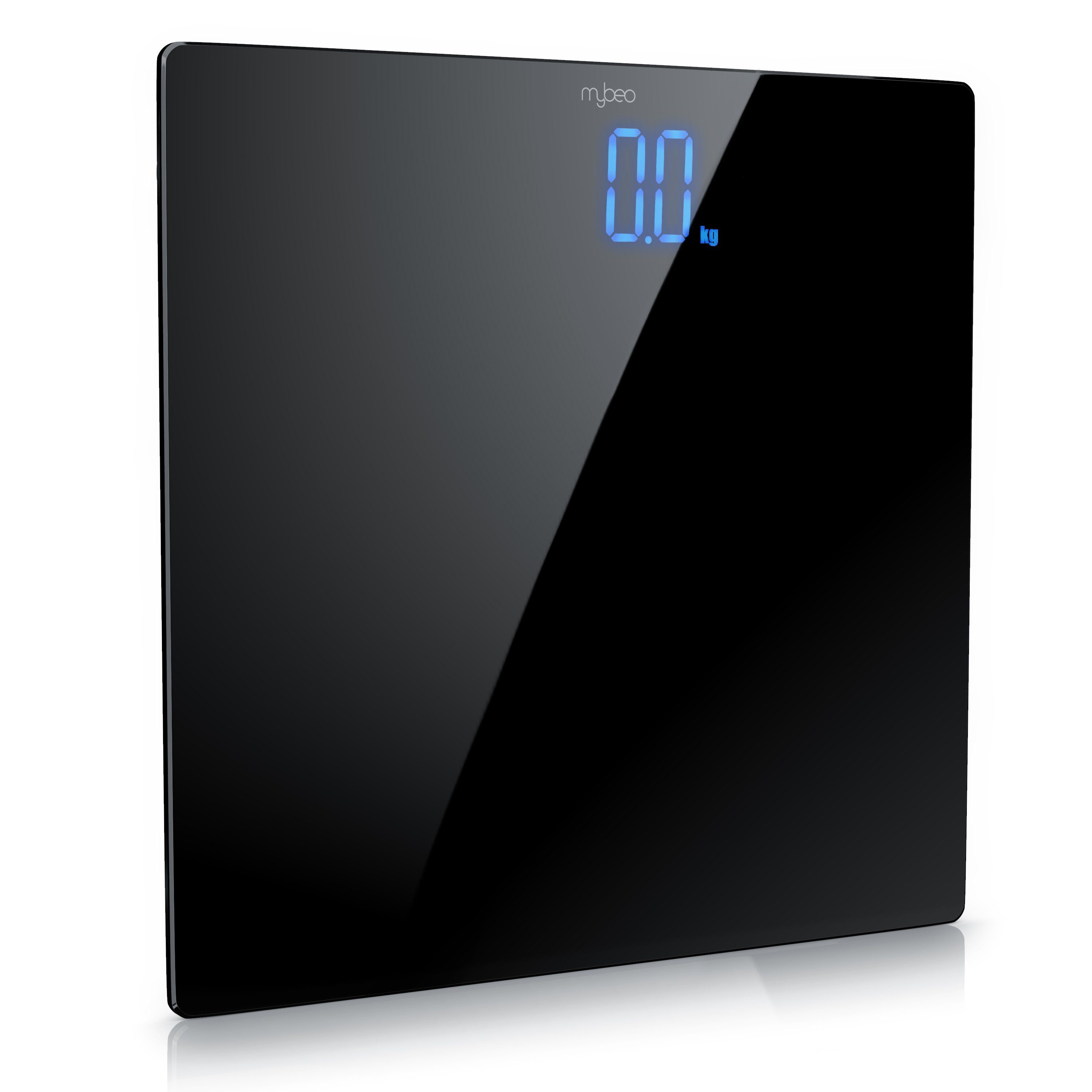 MyBeo Personenwaage, Digital Glas Körperwaage mit 4xDMS Mess-Sensoren, max. 150kg
