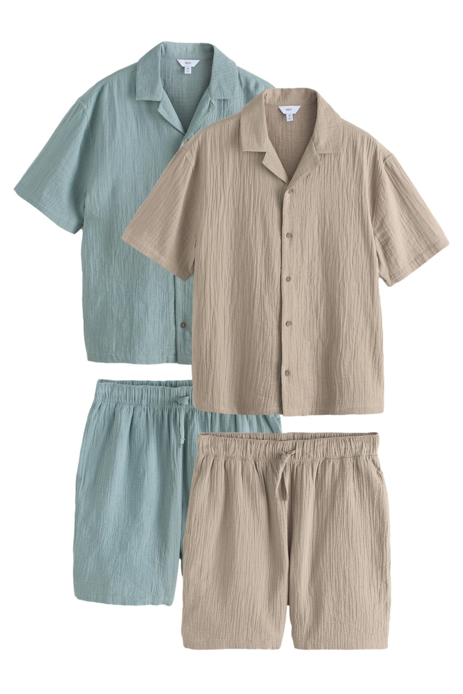 Next Shirt & Shorts 2er-Pack Schlafanzüge mit kurzen Ärmeln, Mulltuch (4-tlg)