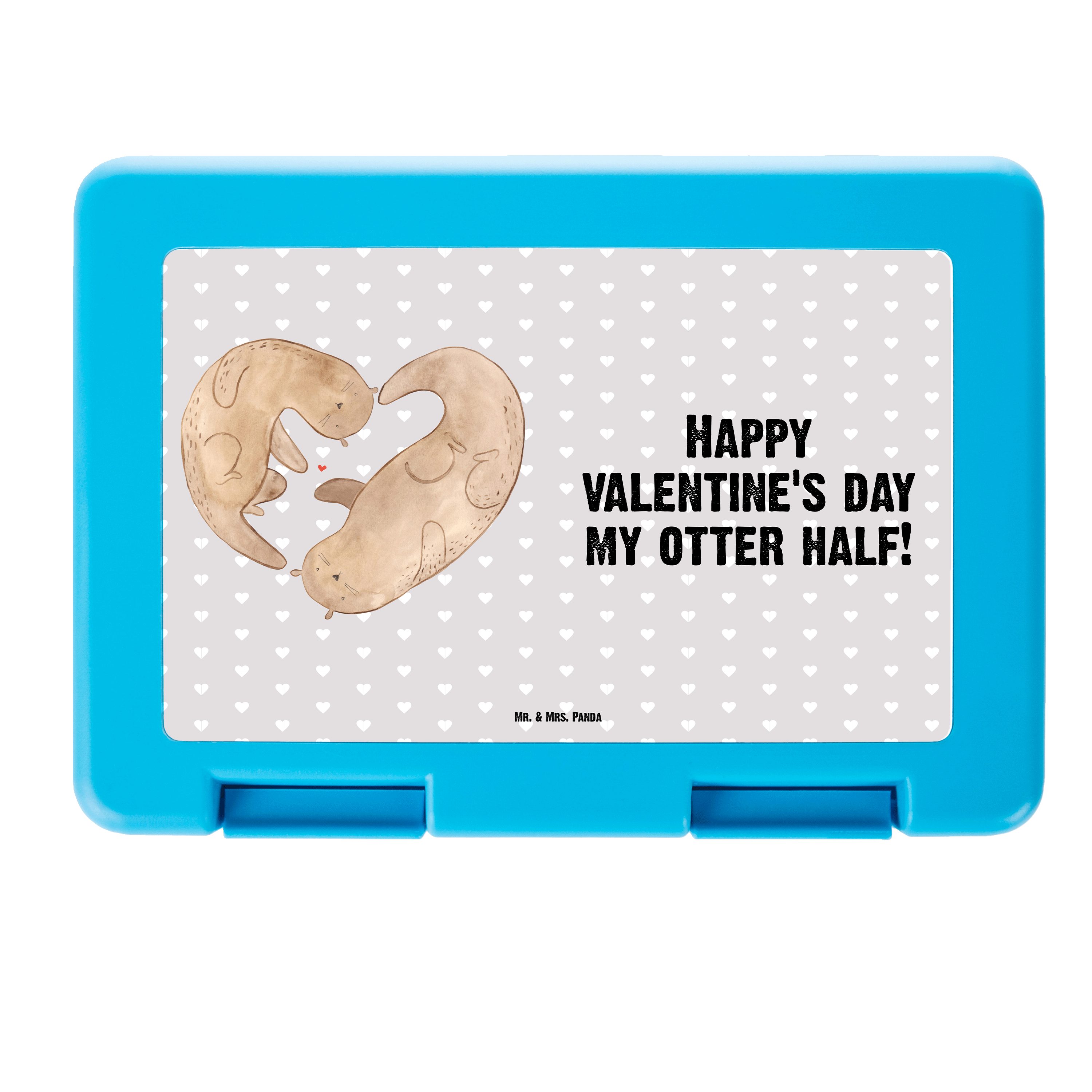Mr. & Mrs. Panda Butterdose Otter Valentine - Grau Pastell - Geschenk, Snackbox, Brotzeitbox, Ges, Premium Kunststoff, (1-tlg)