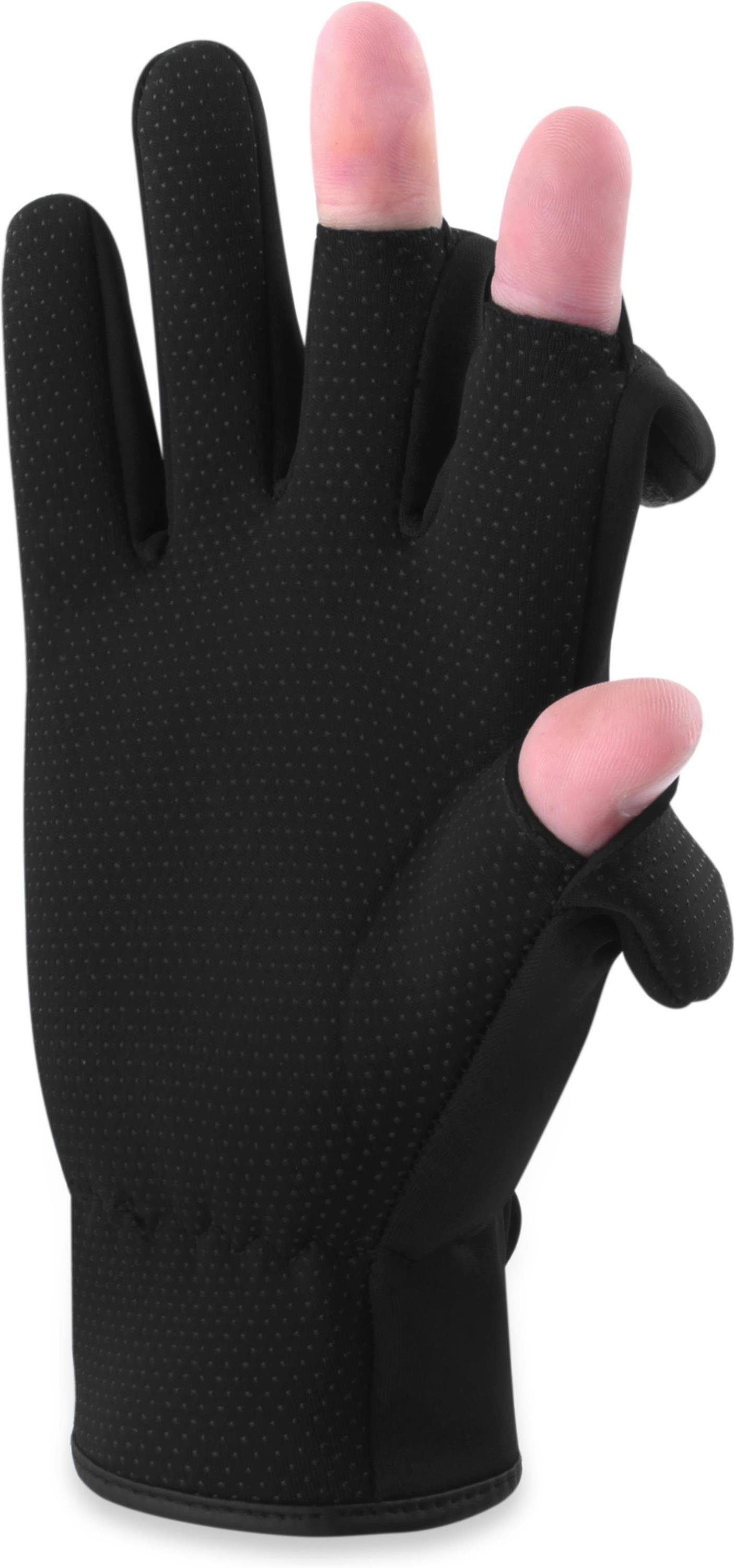 Neopren normani aus Winterhandschuhe mit Tarpune Wasserdichte klappbaren und gummierter Schwarz/Schwarz Angelhandschuhe Handinnenfläche Winddichte Angel und Handschuhe Anglerhandschuhe Fingerkuppen