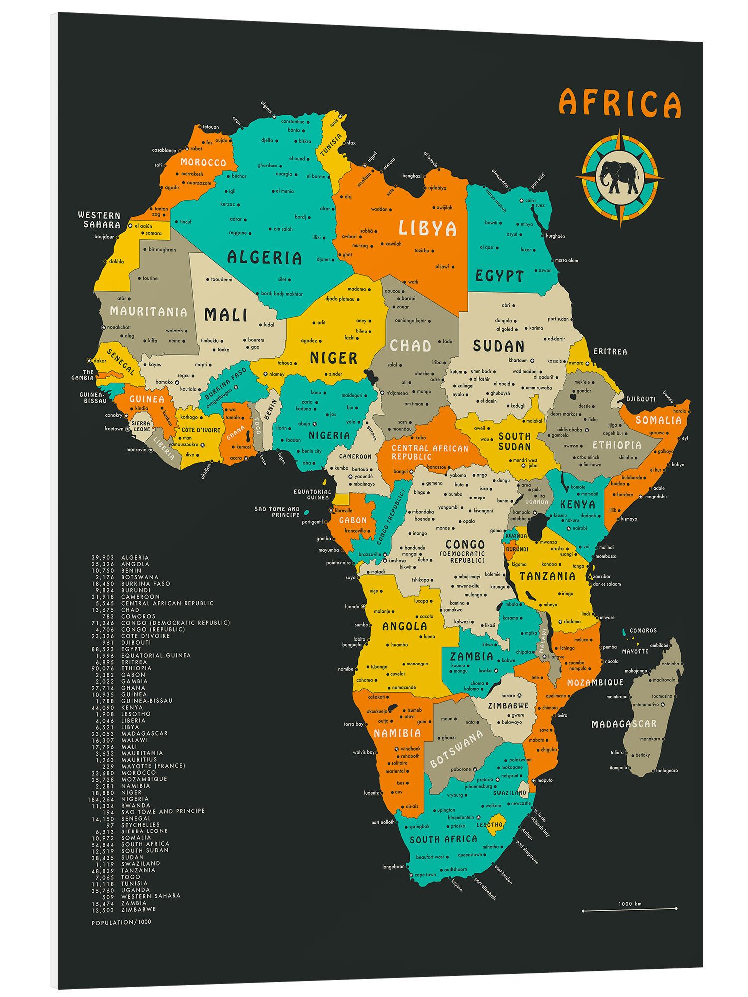 Posterlounge Poster Jazzberry Blue, Afrika-Karte, Wohnzimmer günstig online kaufen