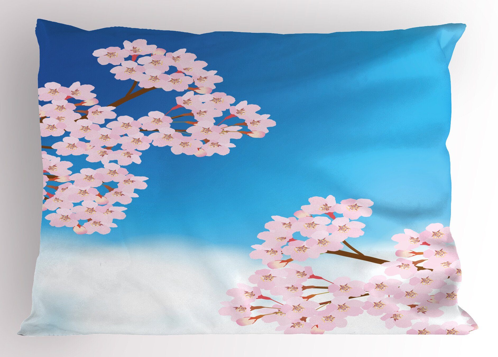 Standard (1 Dekorativer Size Kissenbezüge Pink Gedruckter Abakuhaus King Kirschblüten-Himmel Blau Und Stück), Kissenbezug,