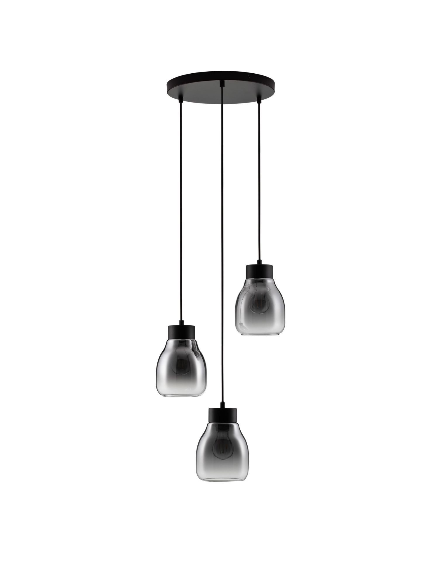 Licht-Erlebnisse Pendelleuchte FALLON, ohne Leuchtmittel, Hängeleuchte E27 Schwarz Grau höhenverstellbar 42 cm breit 3-flammig