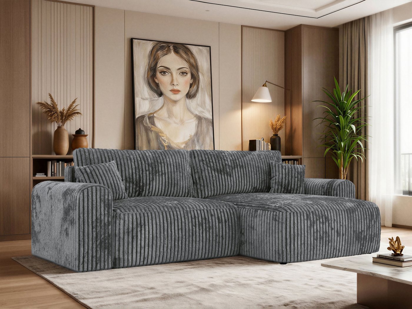 MKS MÖBEL Ecksofa NEKSON L, Set, Lose Kissen, L-form Sofa, Armlehnen, DL-System, Bettkasten, Wellenfedern
