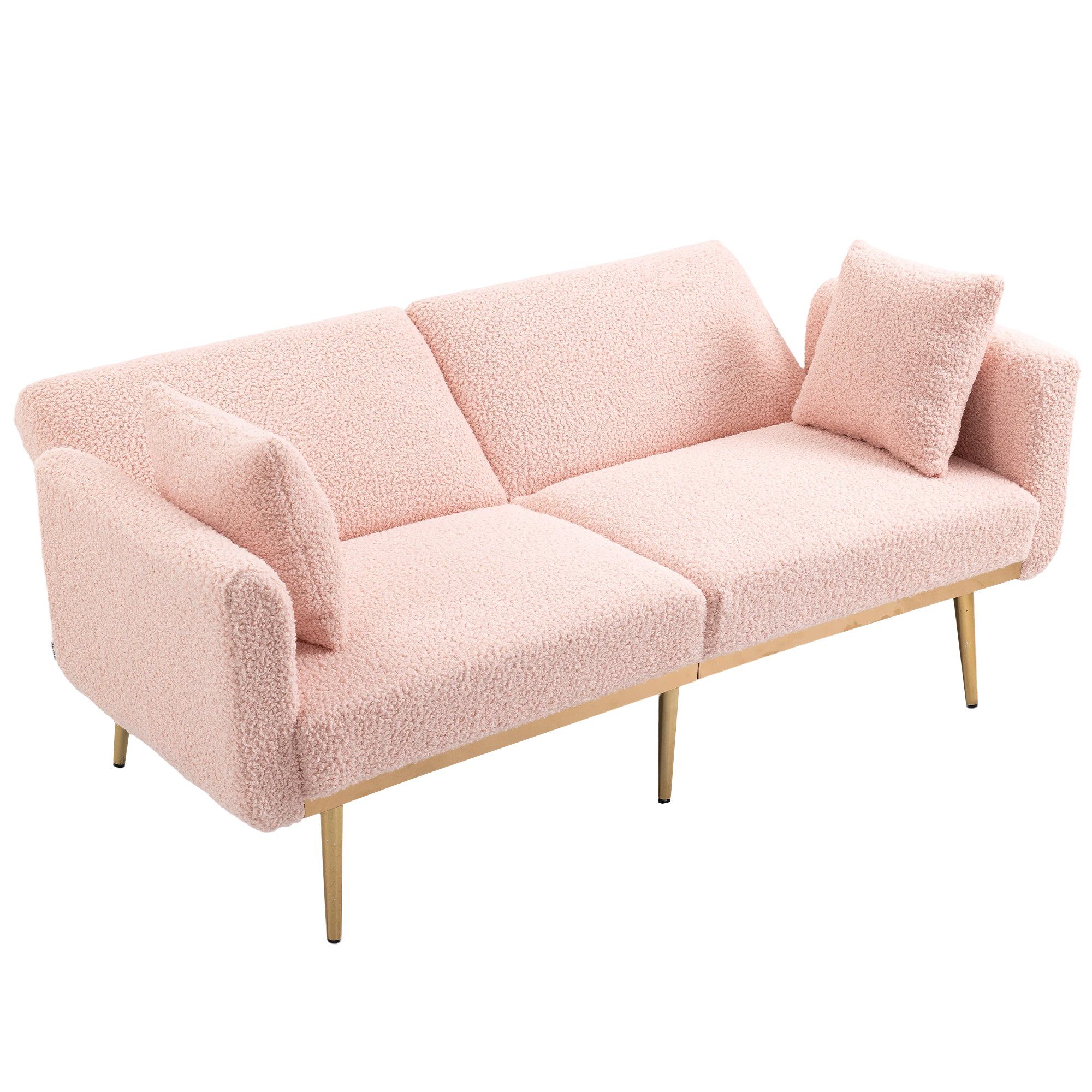 Akzentsofa, Rosa OKWISH Metallfüßen mit Sofa Loveseat-Sofa Schlafsofa,