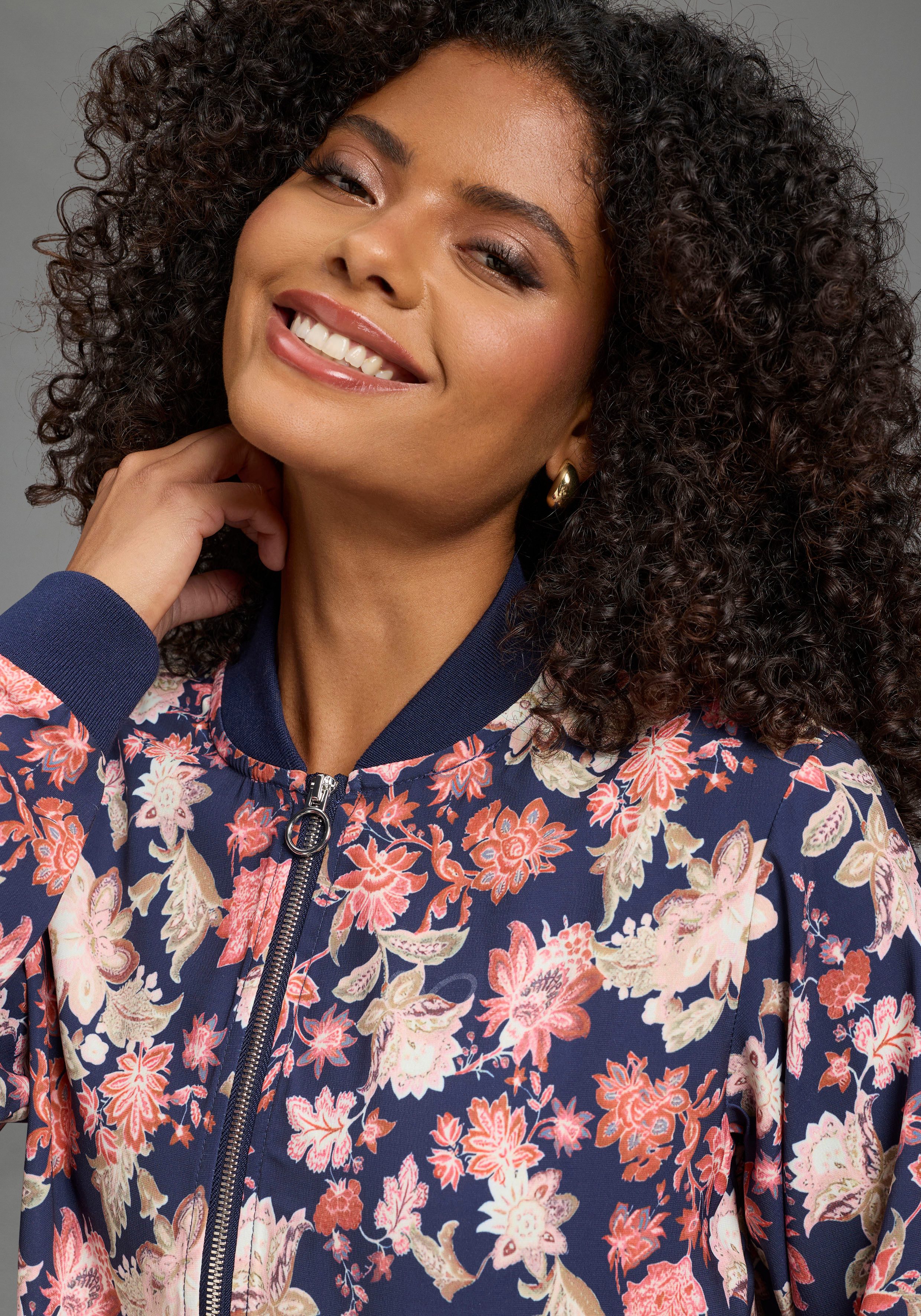 Laura Scott Blouson mit Reißverschluss, normale Passform, pflegeleicht, aus Polyester