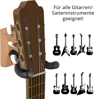 Classic Cantabile Gitarrenständer Gitarrenwandhalter Holz, (1-tlg), universal geeignet für E-Gitarre, Konzertgitarre, Bass und Banjo