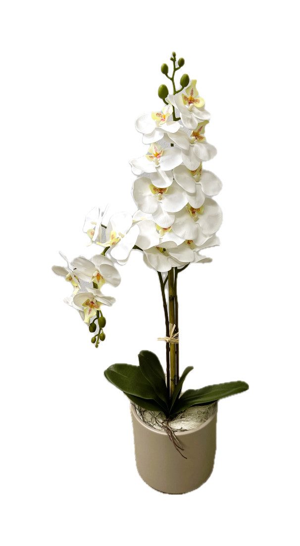 Kunstorchidee XL Orchidee künstlich groß Kunstpflanze wie echt Kunstblume 1335 Orchidee, PassionMade, Höhe 85 cm, Phalaenopsis im Topf